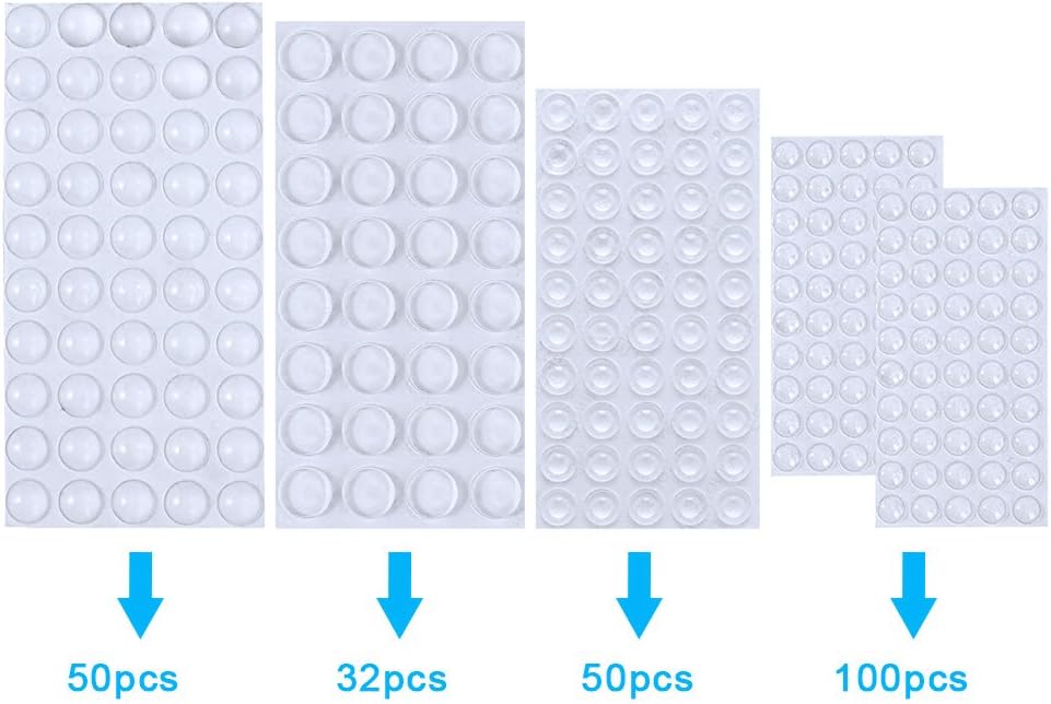 232 Clear Rubber Feet Adhesive Bumper Pads - Furniture Buffer Pads for Doors, Cabinets, Drawers - Self Stick - AUSTOR