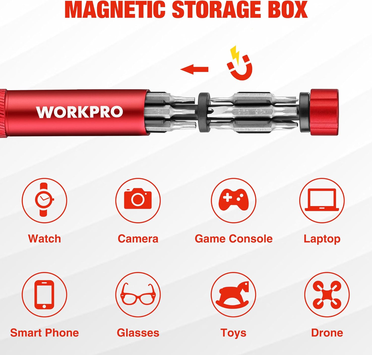 24-in-1 Precision Screwdriver Set with Tough S2 Steel Bits - Ideal for Eyeglass, Watch, Laptop, Phone, Jewelry - Red