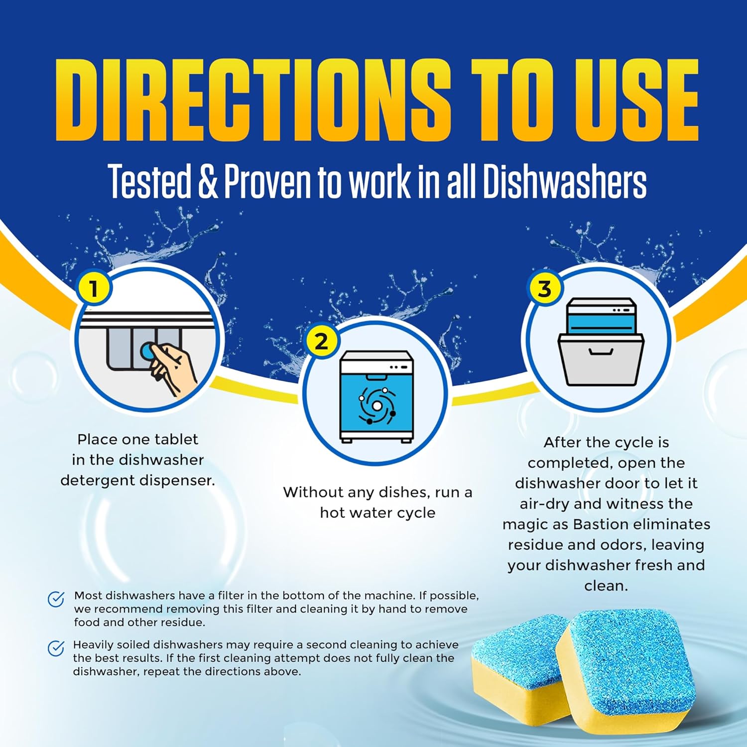 24 Lemon-Scented Dishwasher Cleaner Tablets - Heavy Duty Cleaning Pods for Dish Washer - 1-Year Supply - Deep Cleans & Maintains Dishwashing Machine