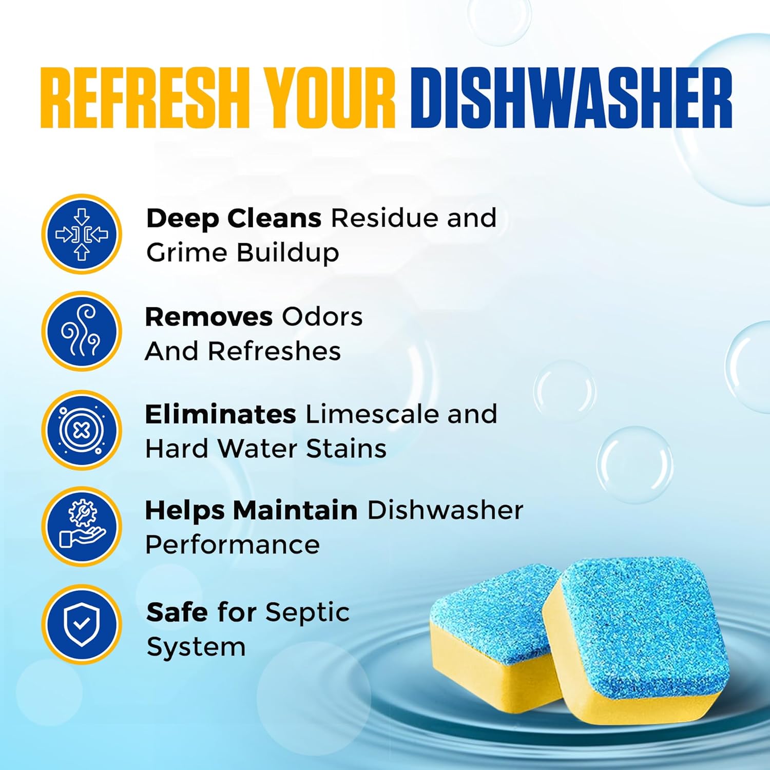 24 Lemon-Scented Dishwasher Cleaner Tablets - Heavy Duty Cleaning Pods for Dish Washer - 1-Year Supply - Deep Cleans & Maintains Dishwashing Machine