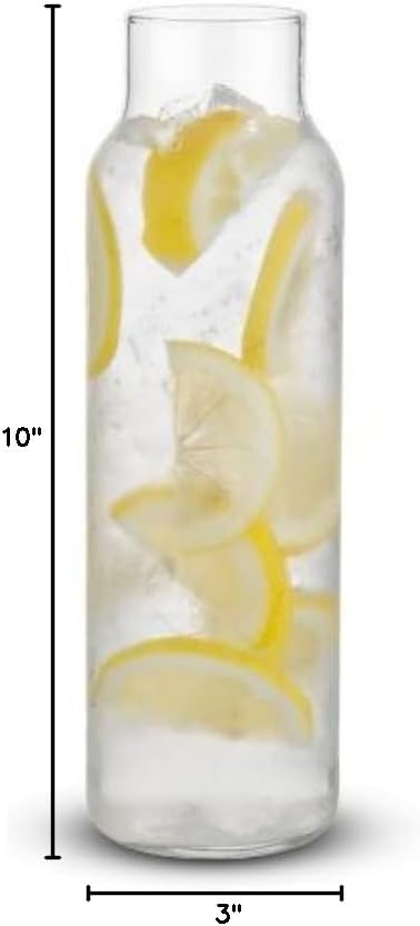 24 Oz. Libbey Glass Hydration Decanter Carafe Bottle with Lid - Straight Cylinder Shape