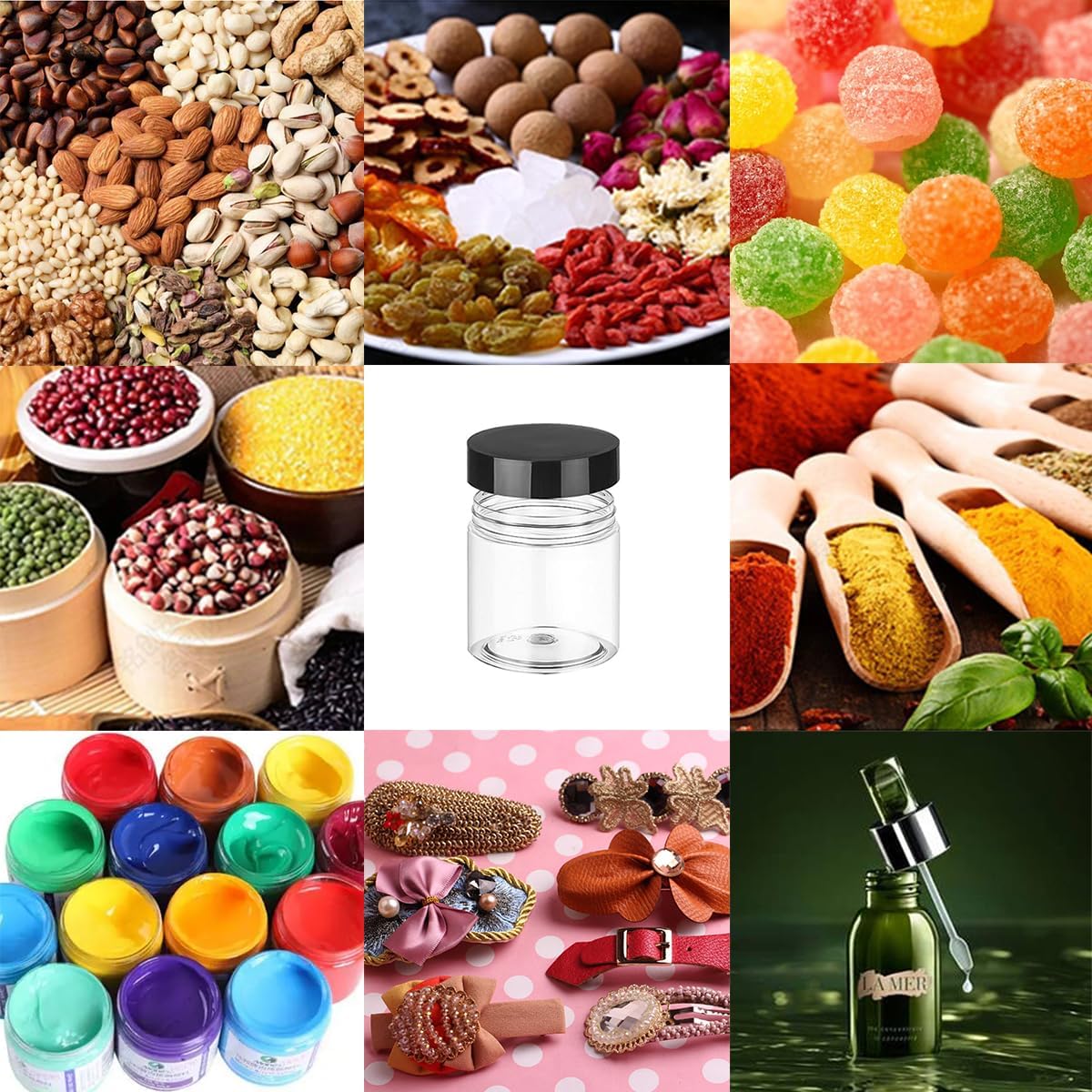 24 Pack 12 oz PET Plastic Jars with Lids - Round Slime Storage Jars for Dry Food and Crafts