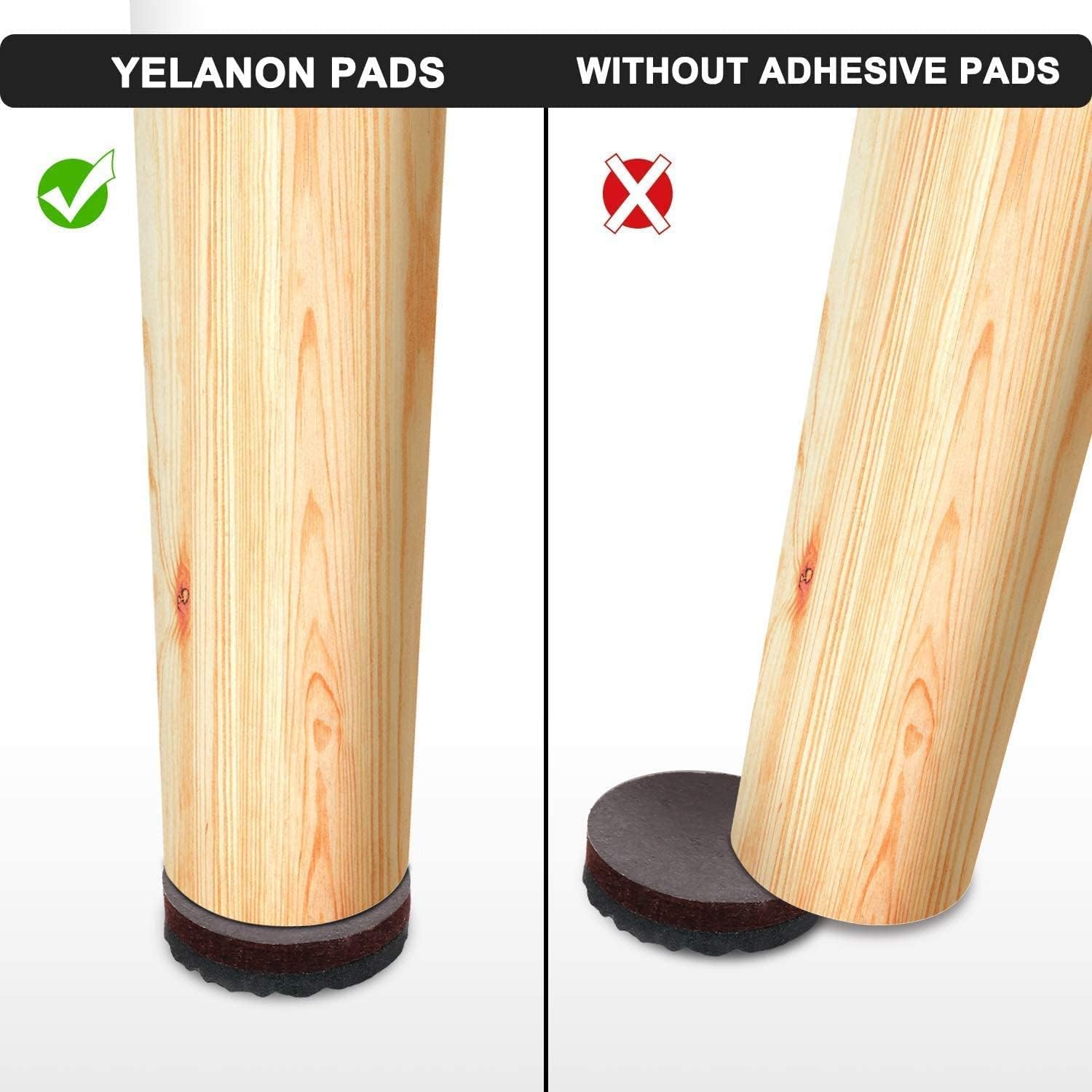 24 Pack 2.5" Yelanon Non Slip Furniture Pads - Furniture Grippers for Legs, Self Adhesive Rubber Feet, Anti Slide Hardwood Floor Protectors for Couch Stoppers