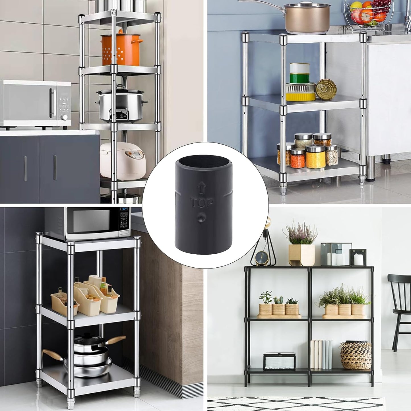 24 Pack 3/4" Wire Shelving Post Clips with 12 Pairs of Plastic Shelf Locking Clips - Replacement Parts and Accessories for Wire Shelving