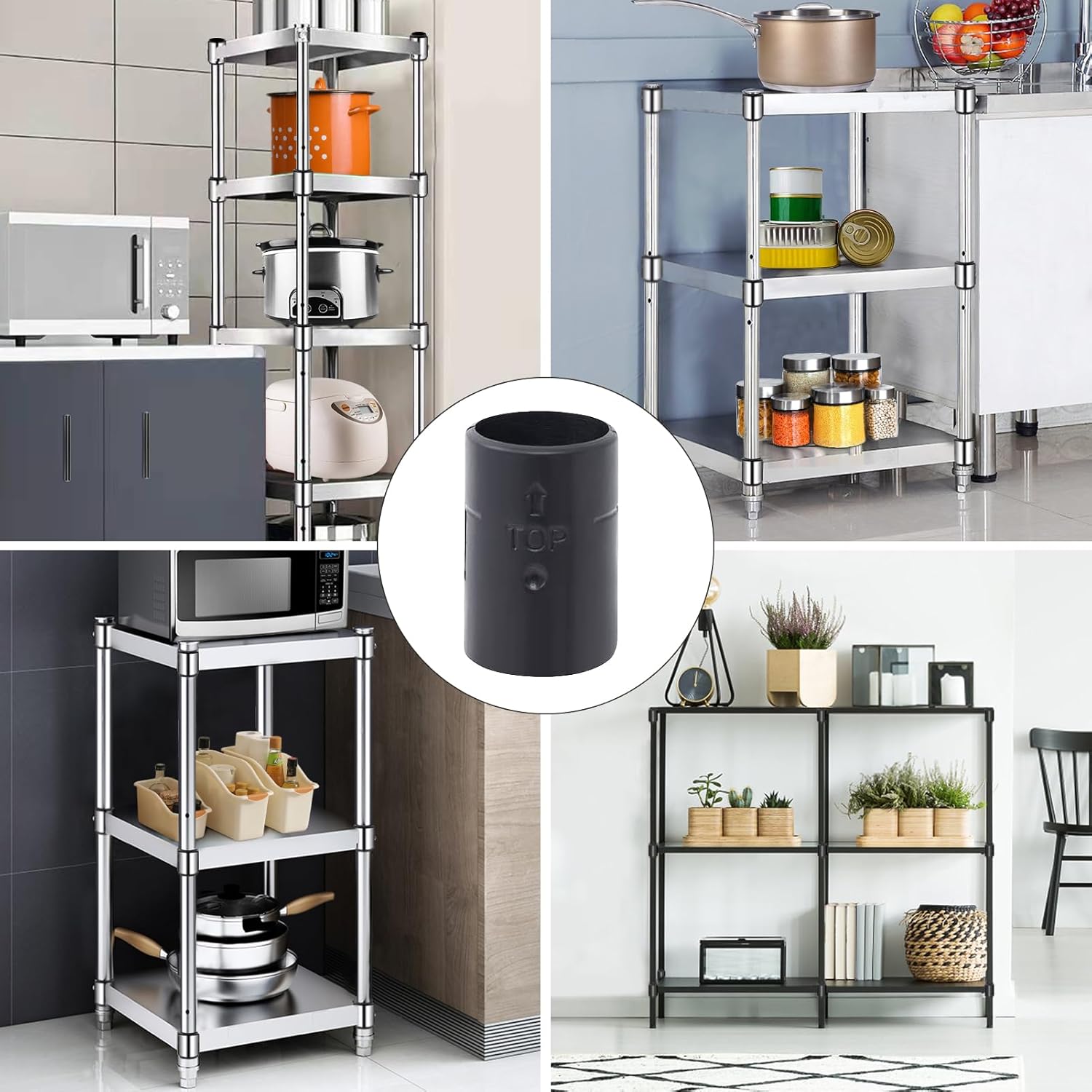 24 Pack 3/4" Wire Shelving Post Clips with 12 Pairs of Plastic Shelf Locking Clips - Replacement Parts and Accessories for Wire Shelving