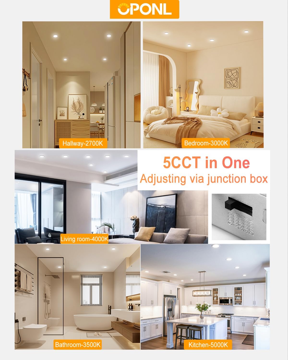 24 Pack 6 Inch LED Recessed Lighting with Junction Box - Ultra-Thin, High Brightness, Dimmable Wafer Ceiling Light