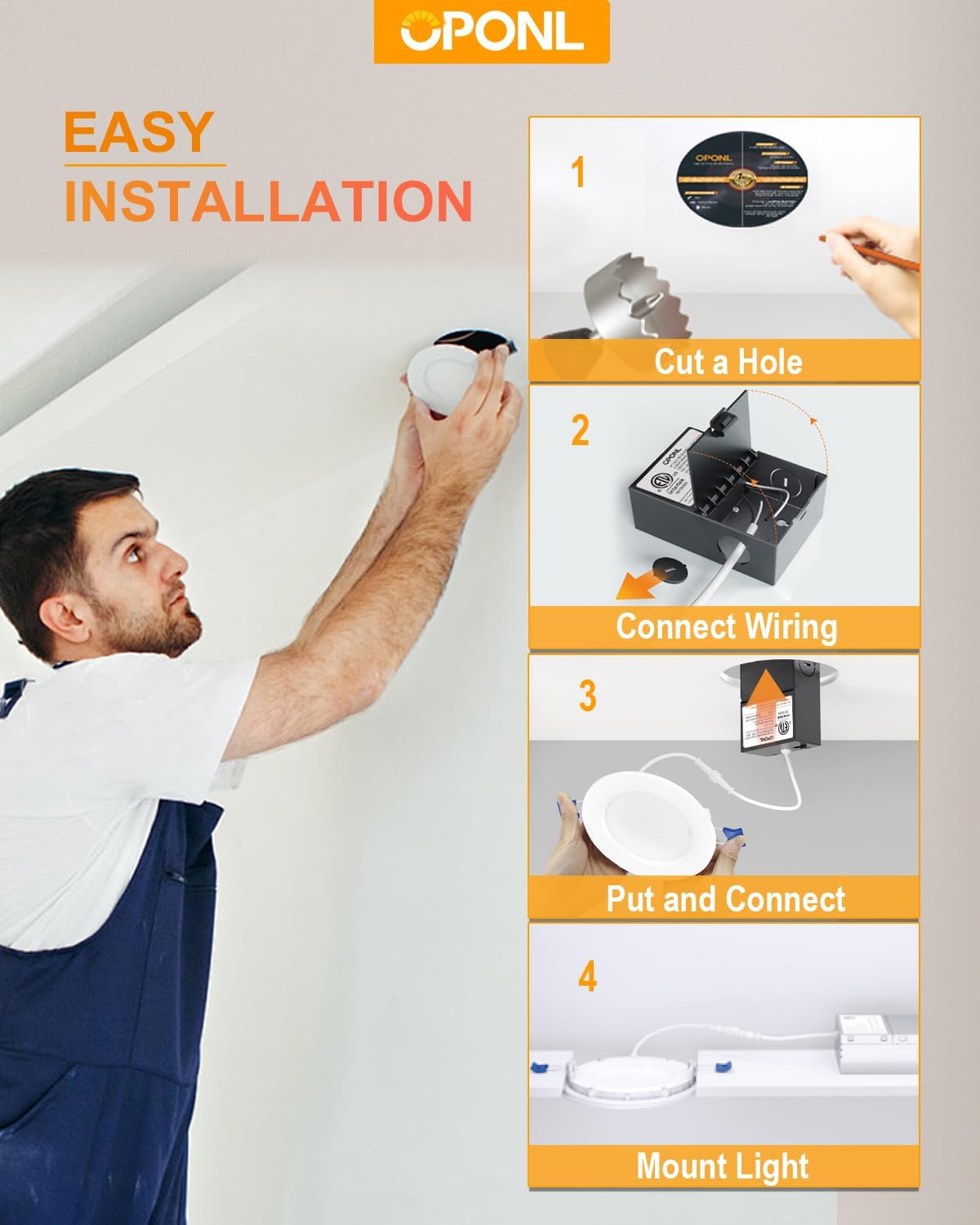 24 Pack 6 Inch LED Recessed Lighting with Junction Box - Ultra-Thin, High Brightness, Dimmable Wafer Ceiling Light