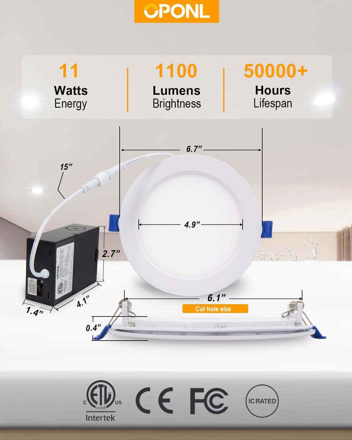 24 Pack 6 Inch LED Recessed Lighting with Junction Box - Ultra-Thin, High Brightness, Dimmable Wafer Ceiling Light