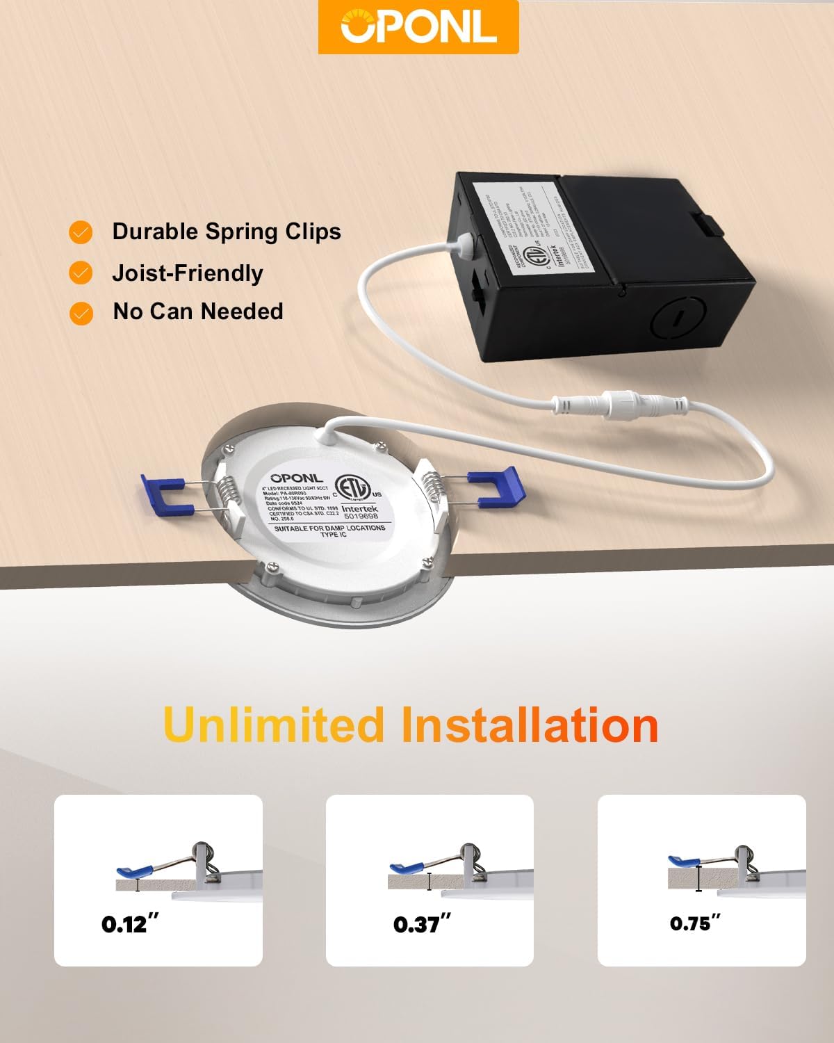 24 Pack 6 Inch LED Recessed Lighting with Junction Box - Ultra-Thin, High Brightness, Dimmable Wafer Ceiling Light