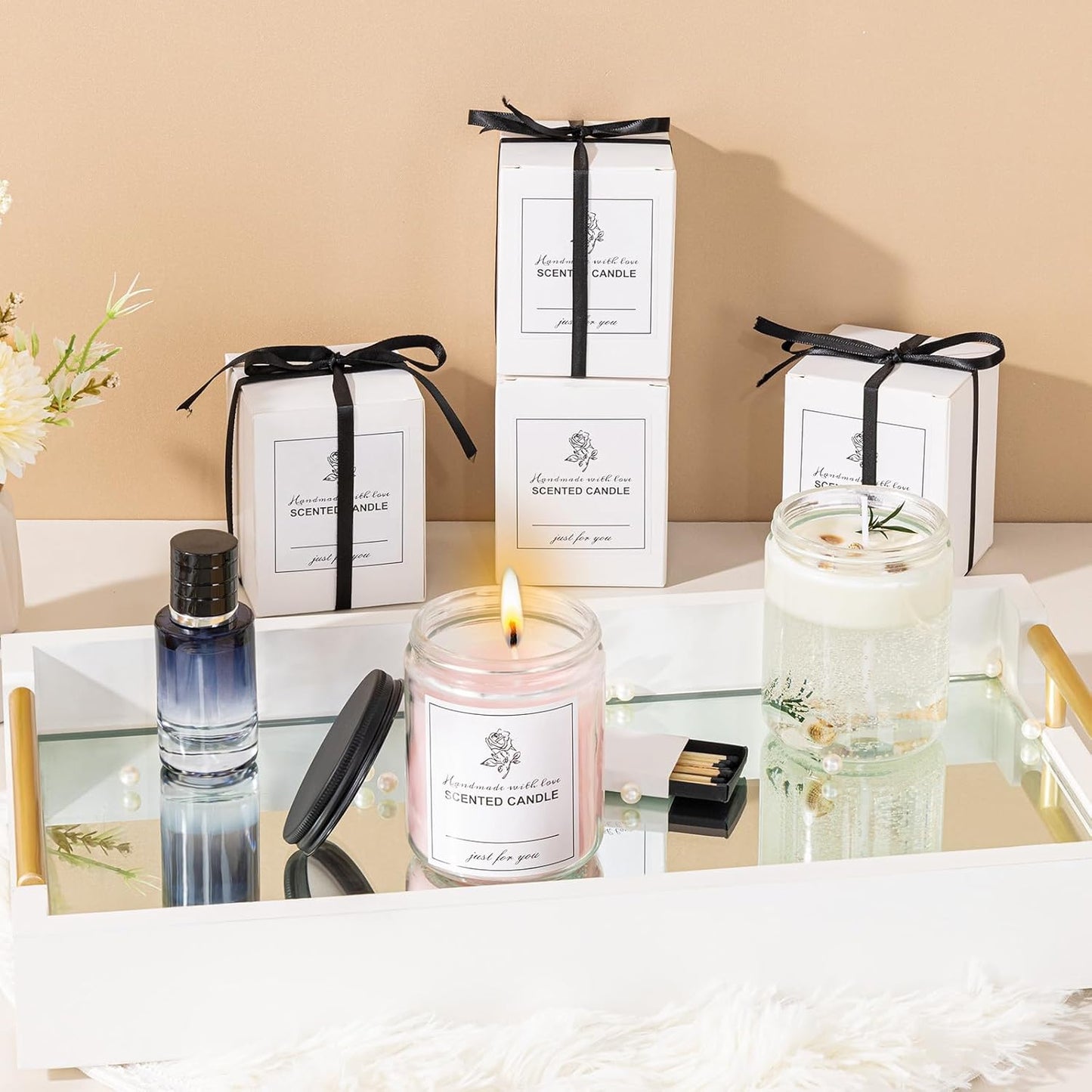 24 Pack 8 OZ Thick Glass Jars with Metal Lids for Candle Making and Food Storage