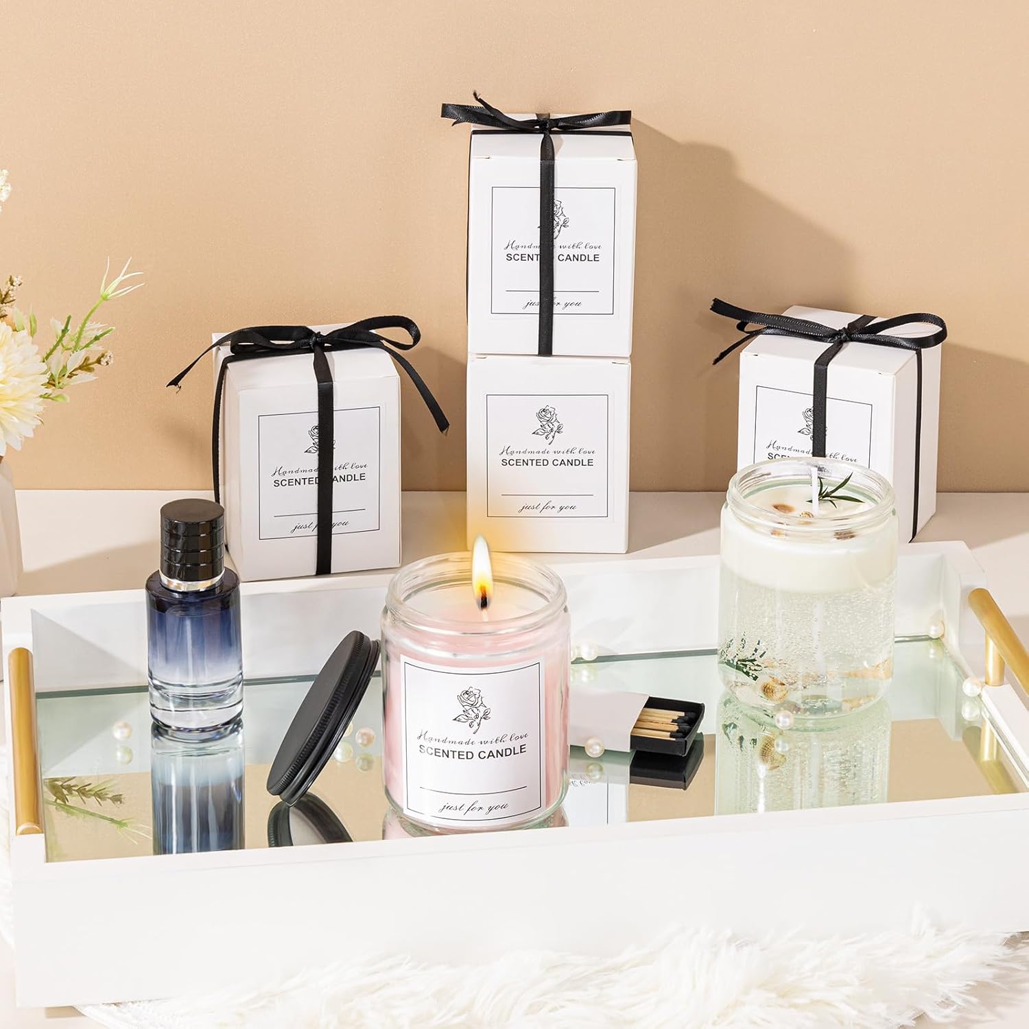 24 Pack 8 OZ Thick Glass Jars with Metal Lids for Candle Making and Food Storage