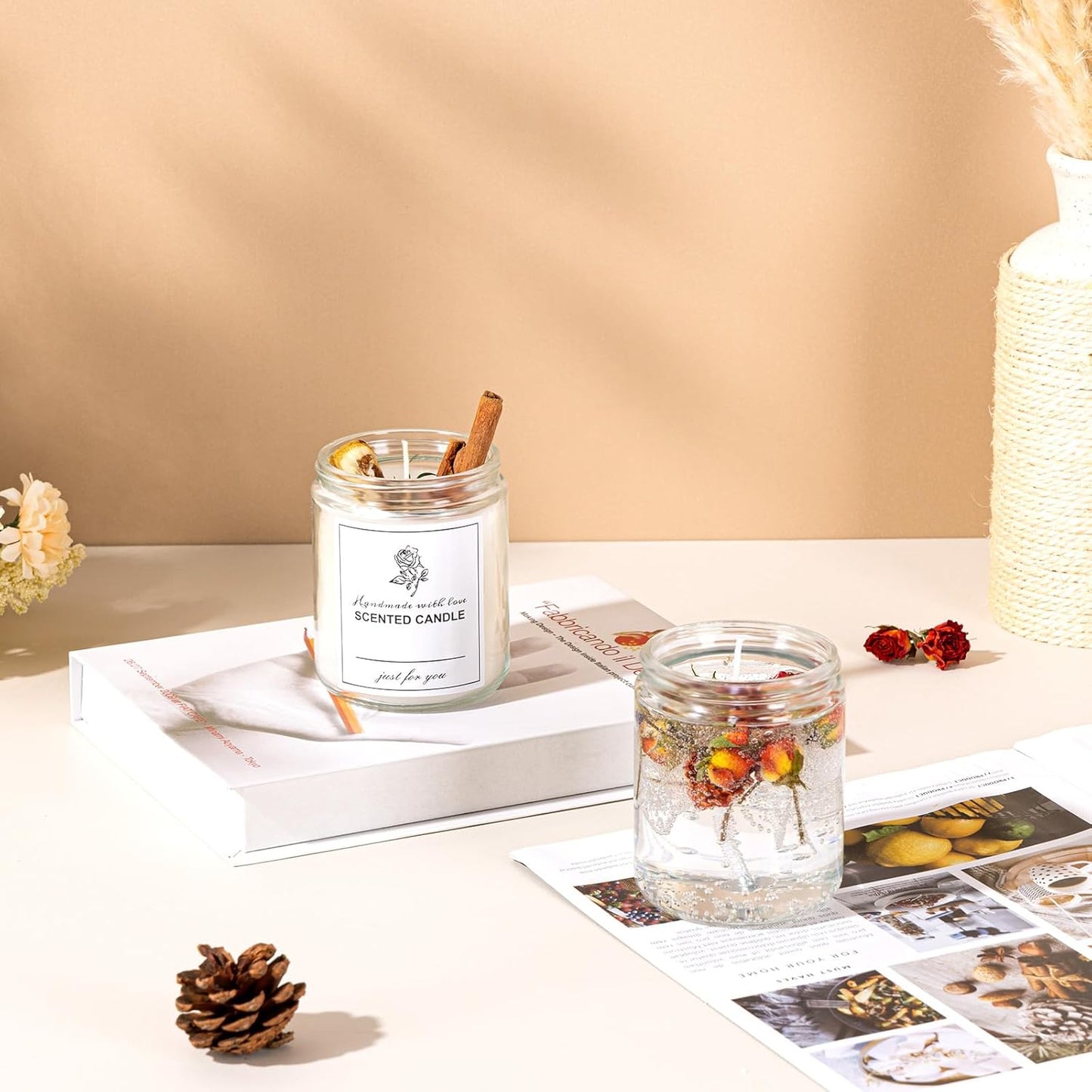 24 Pack 8 OZ Thick Glass Jars with Metal Lids for Candle Making and Food Storage