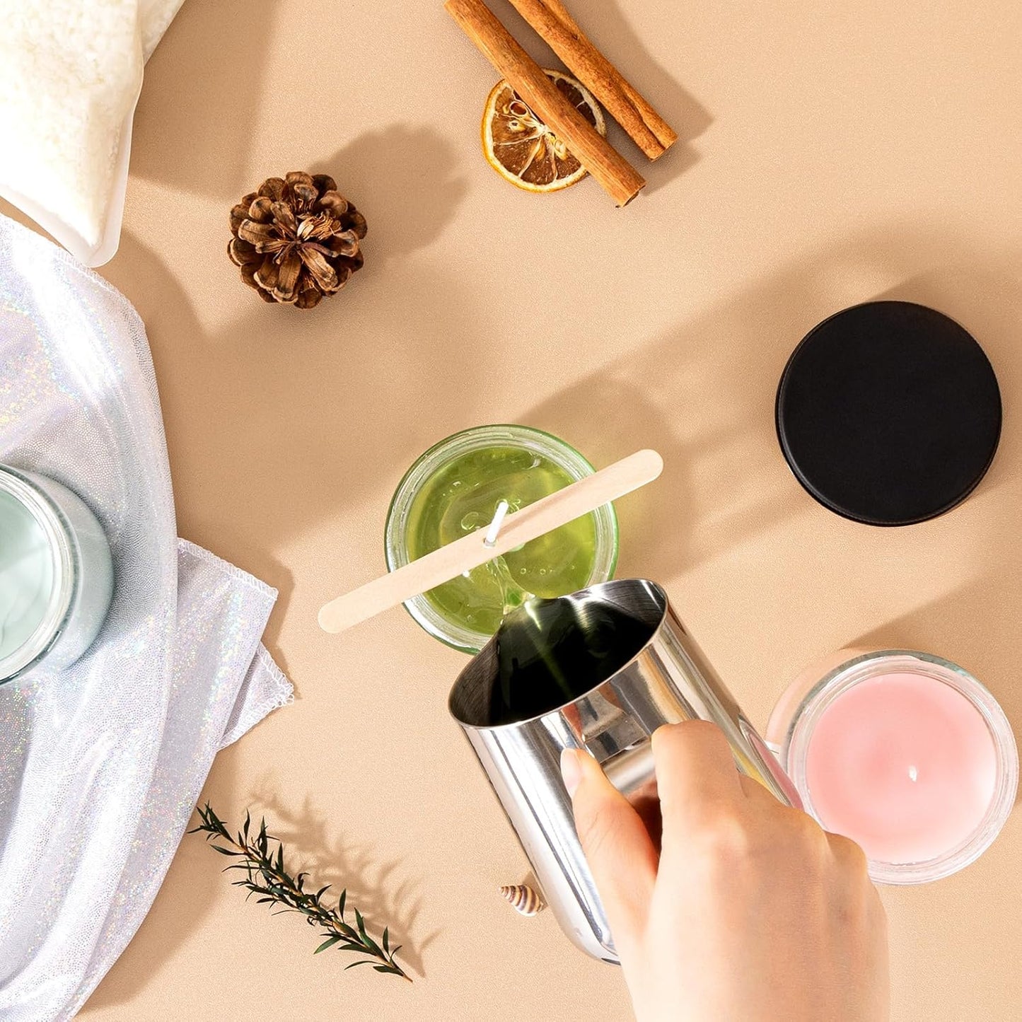 24 Pack 8 OZ Thick Glass Jars with Metal Lids for Candle Making and Food Storage