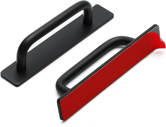 24 Pack Adhesive Cabinet Handles for Sliding Closet, Windows, Wardrobes - Black, 5.83" Stick on Handles with Self Stick Technology