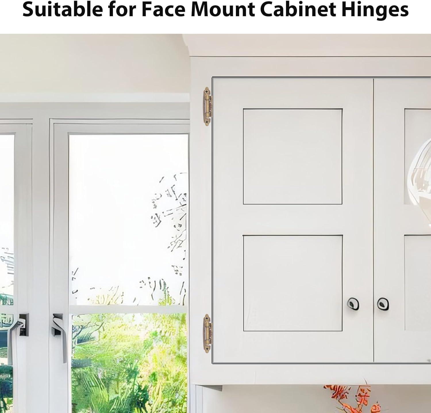 24 Pack Antique Brass Self Closing Kitchen Cabinet Hinges - 1/2" Overlay, Semi Concealed Face Flush Mount with Screws