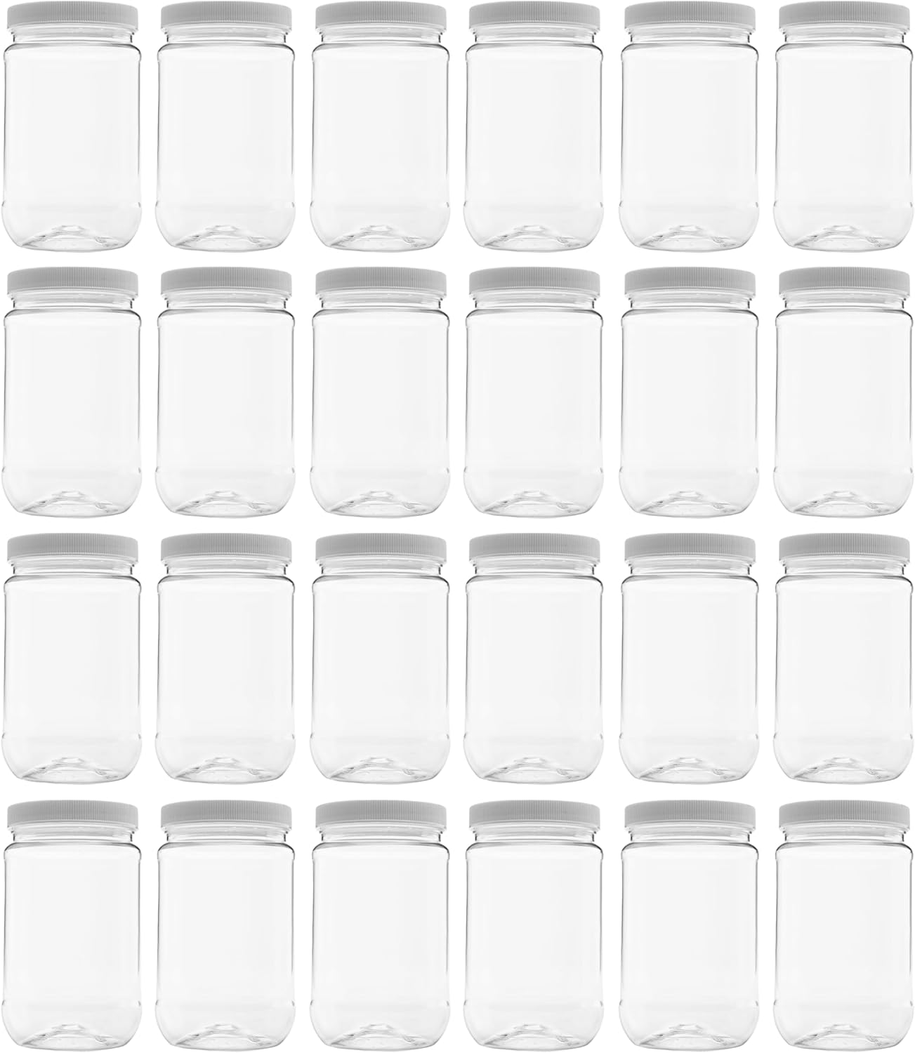24-Pack of 16oz Clear Plastic Jars with Leak-Proof Lids - Food Grade & BPA-Free