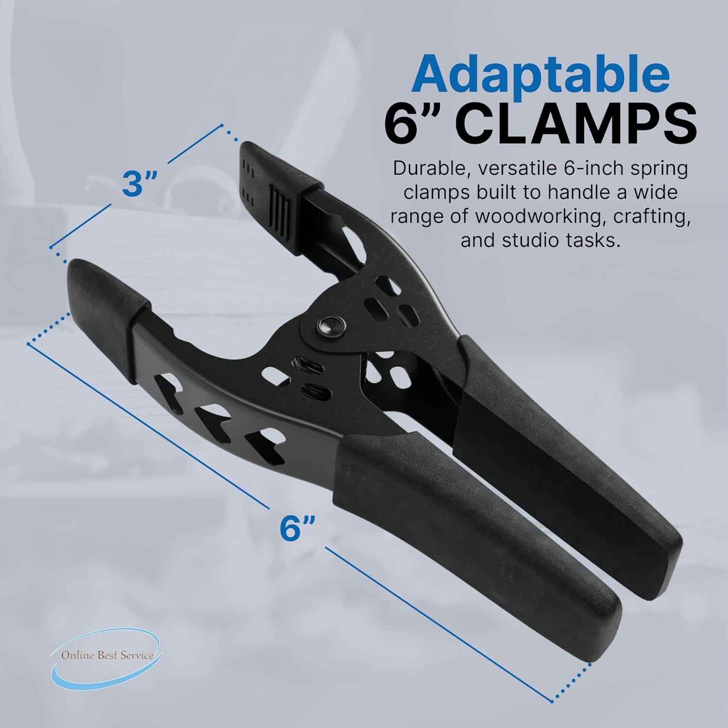 24 Pack of 6" Super Heavy Duty Spring Clamps with 2.5" Jaw Opening - All Black Metal