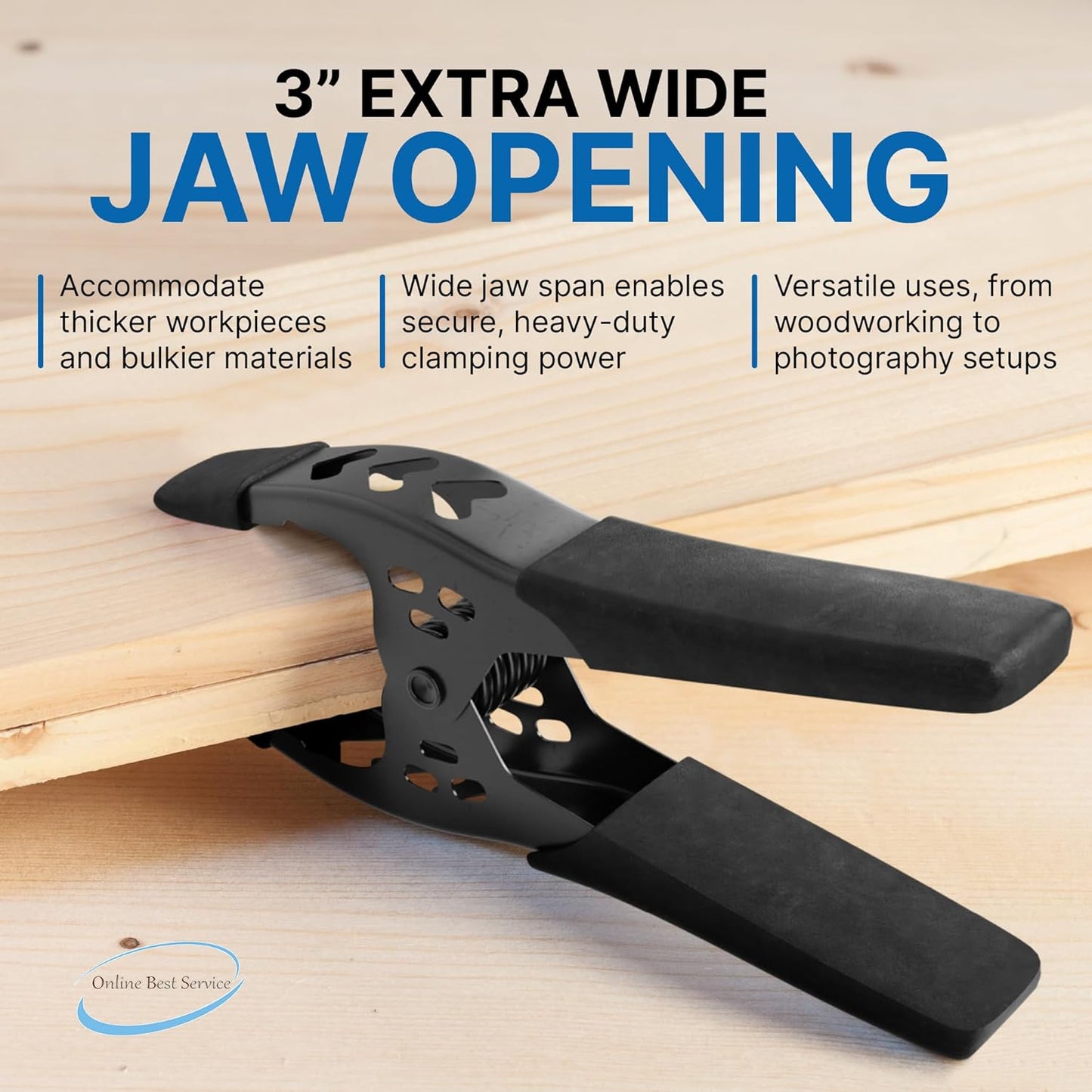 24 Pack of 6" Super Heavy Duty Spring Clamps with 2.5" Jaw Opening - All Black Metal