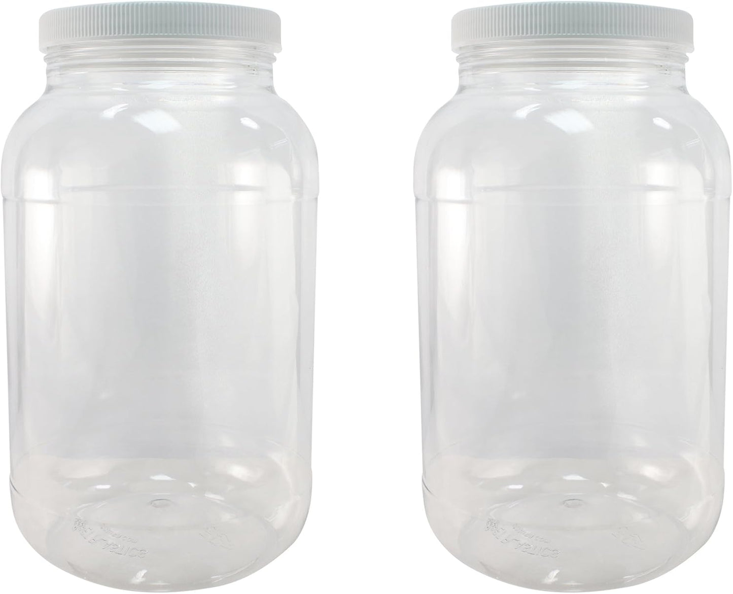 24 Pack Pinnacle Mercantile 1 Gallon Plastic Jars with Screw-On Lined Lids - Wide Mouth Food Storage Containers