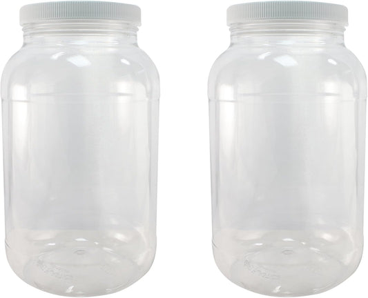 24 Pack Pinnacle Mercantile 1 Gallon Plastic Jars with Screw-On Lined Lids - Wide Mouth Food Storage Containers