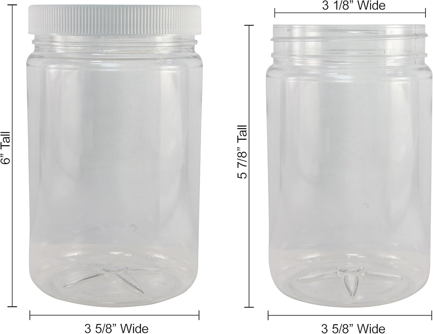 24 Pack Pinnacle Mercantile 1 Gallon Plastic Jars with Screw-On Lined Lids - Wide Mouth Food Storage Containers
