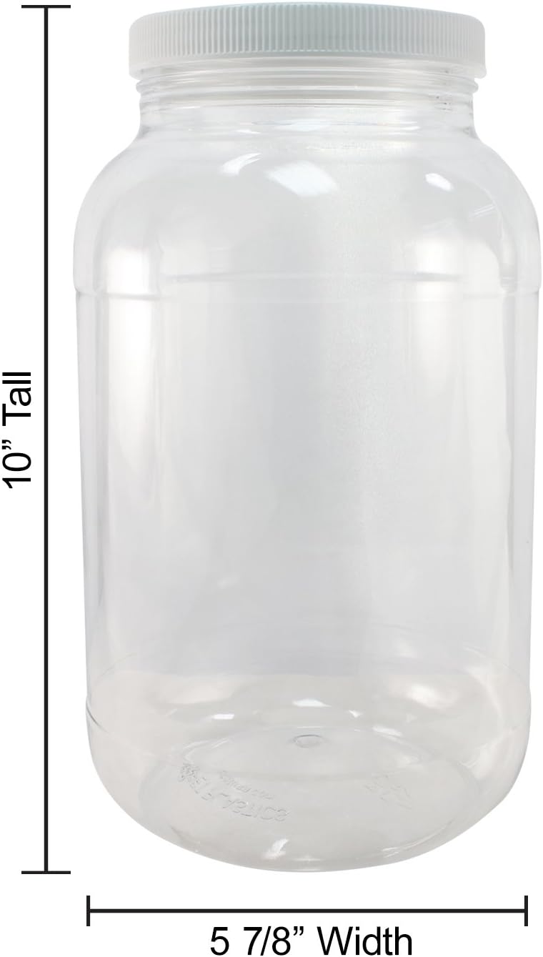 24 Pack Pinnacle Mercantile 1 Gallon Plastic Jars with Screw-On Lined Lids - Wide Mouth Food Storage Containers