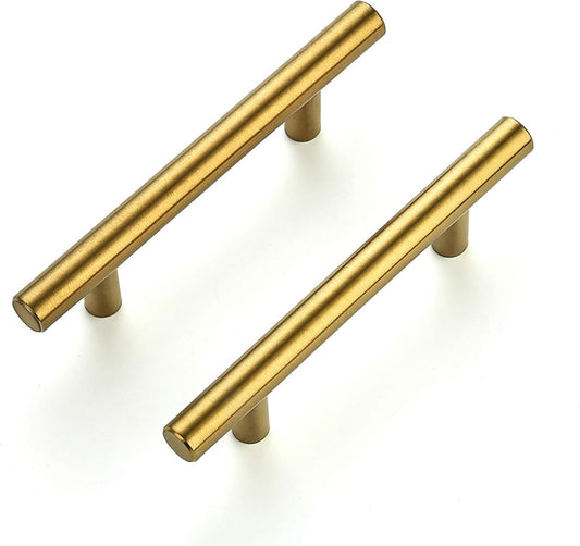 24 Pack Ravinte 5 Inch Brushed Brass Stainless Steel Cabinet Pulls - Kitchen Drawer Handles with 3" Hole Center