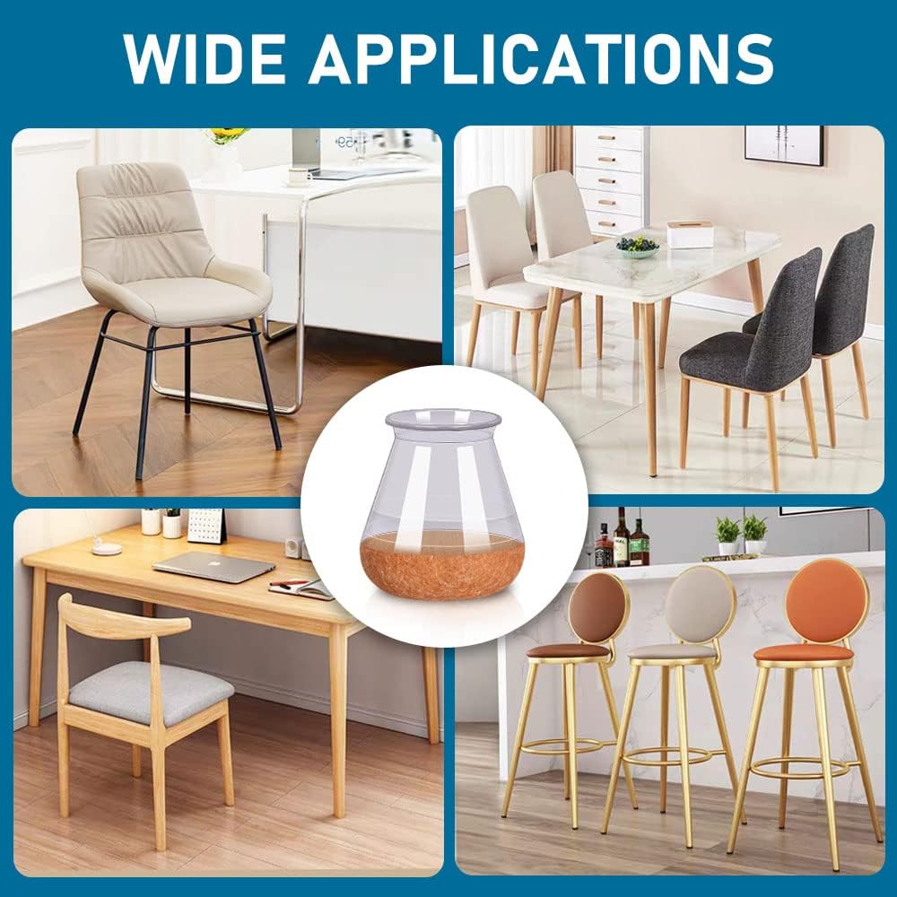 24 Pack Silicone Chair Leg Floor Protectors for Hardwood Floors - Furniture Pads with Felt Bottom - Medium Size - Fits 0.76" to 1.18" Chairs