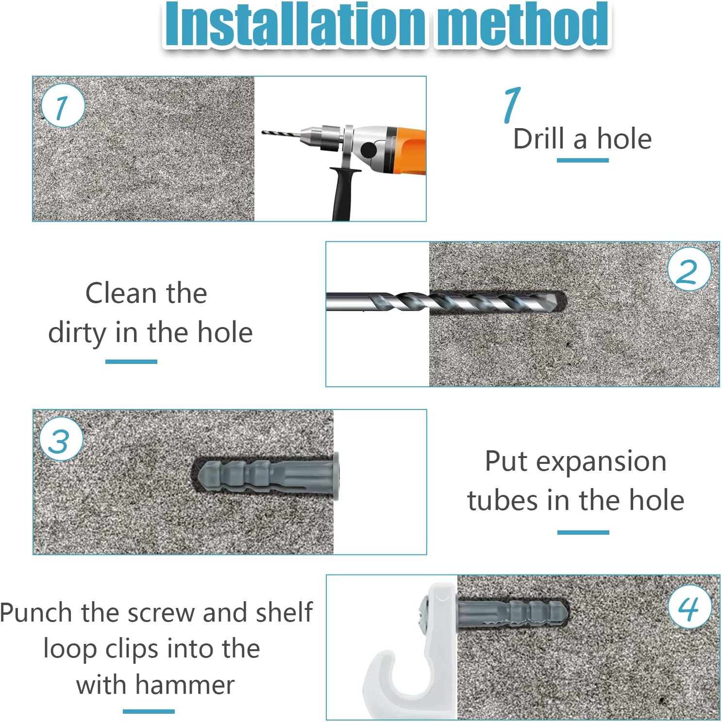 24 Pack White Down Wall Clip Closet Shelves Clips - Heavy Duty Wire Shelf Brackets with Screws and Expansion Tubes for Wire Closet Shelving - WildKart