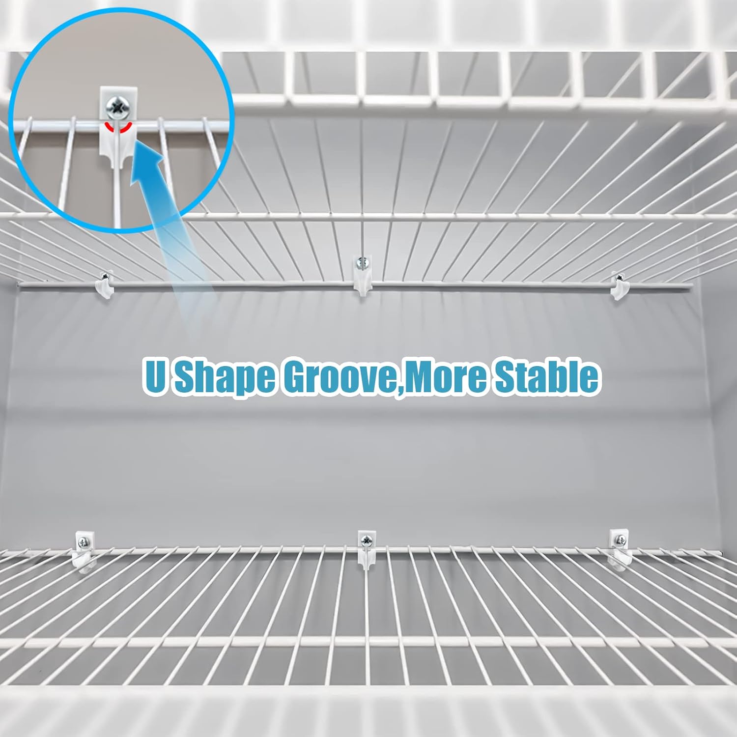 24 Pack White Down Wall Clip Closet Shelves Clips - Heavy Duty Wire Shelf Brackets with Screws and Expansion Tubes for Wire Closet Shelving - WildKart