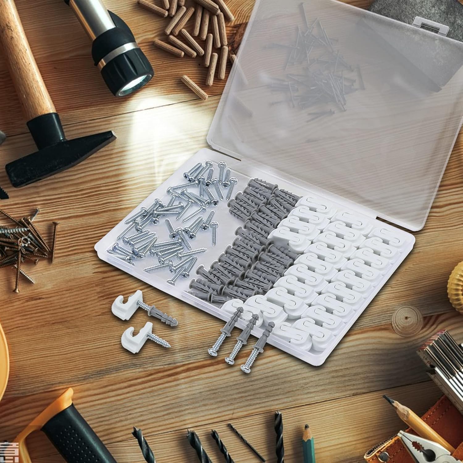 24 Pack White Down Wall Clip Closet Shelves Clips - Heavy Duty Wire Shelf Brackets with Screws and Expansion Tubes for Wire Closet Shelving - WildKart