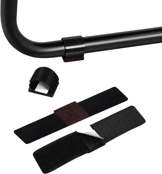 24 PCS Black Felt Furniture Pads with Hook and Loop Fasteners - Non-Slip Chair Floor Protectors - Prevent Scratches and Damage - Fits Most Chair Rails
