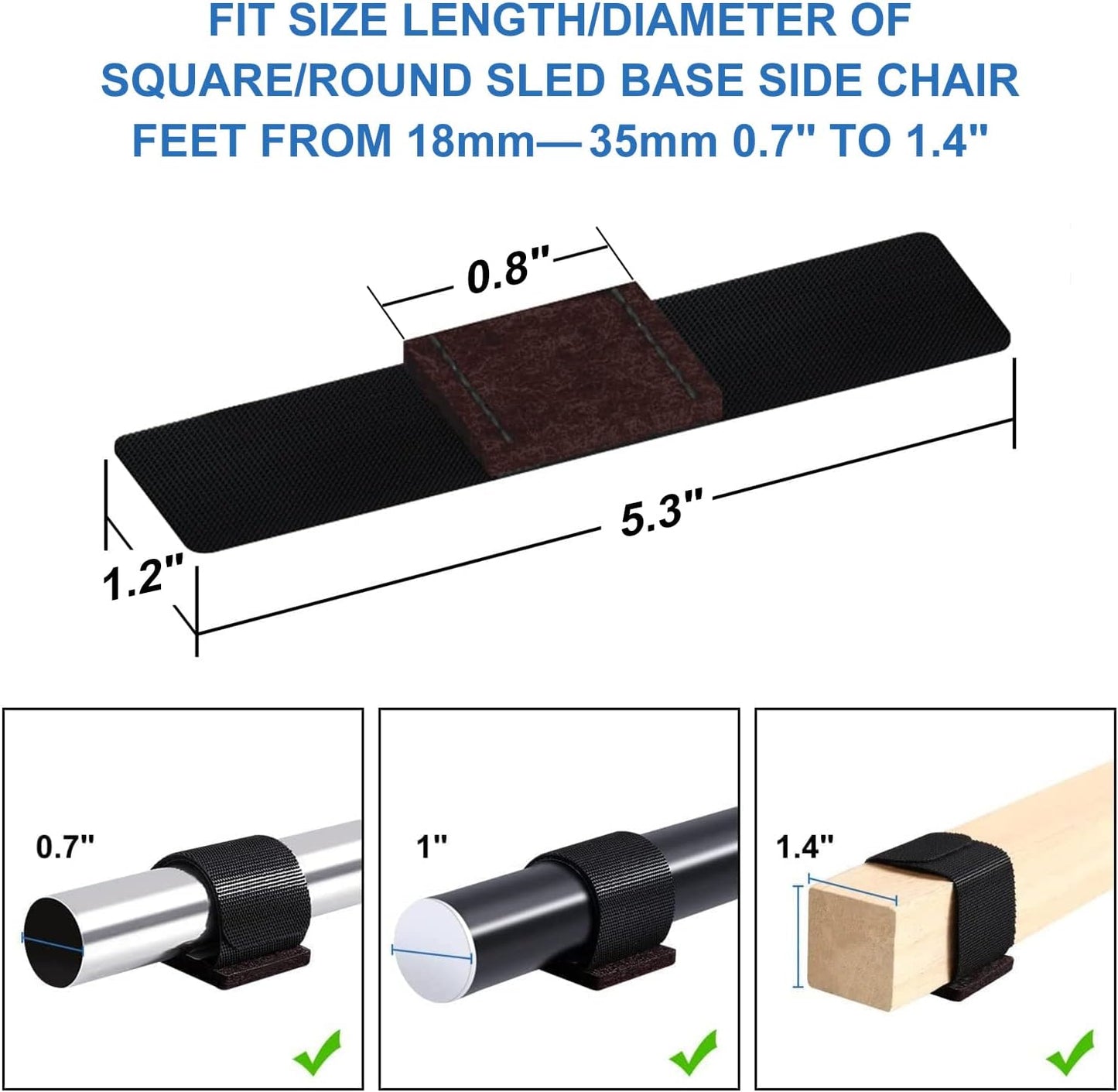 24 PCS Black Felt Furniture Pads with Hook and Loop Fasteners - Non-Slip Chair Floor Protectors - Prevent Scratches and Damage - Fits Most Chair Rails