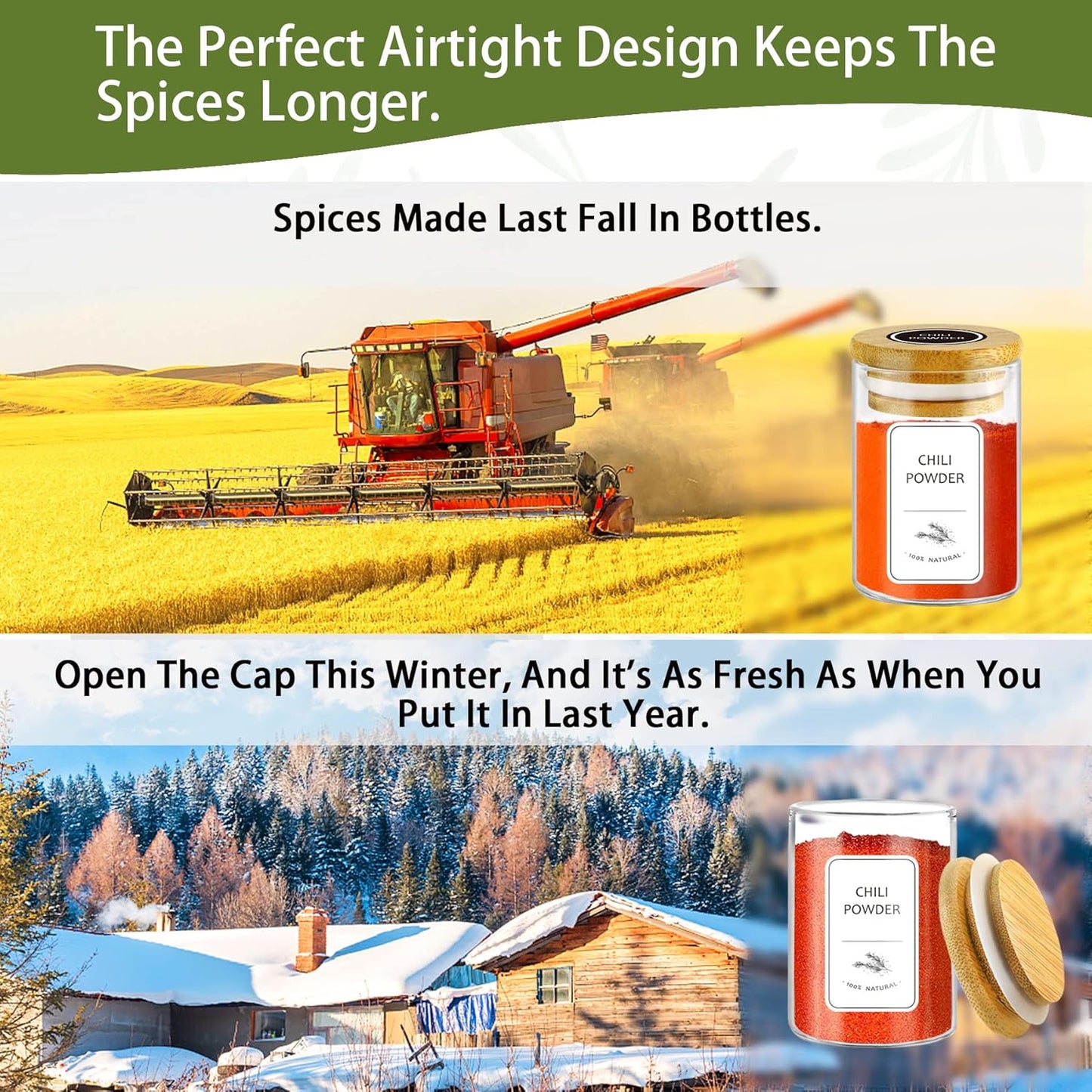 24-Piece Glass Spice Jars with Bamboo Lids and Labels - 4 oz Airtight Seasoning Containers for Pantry or Spice Rack