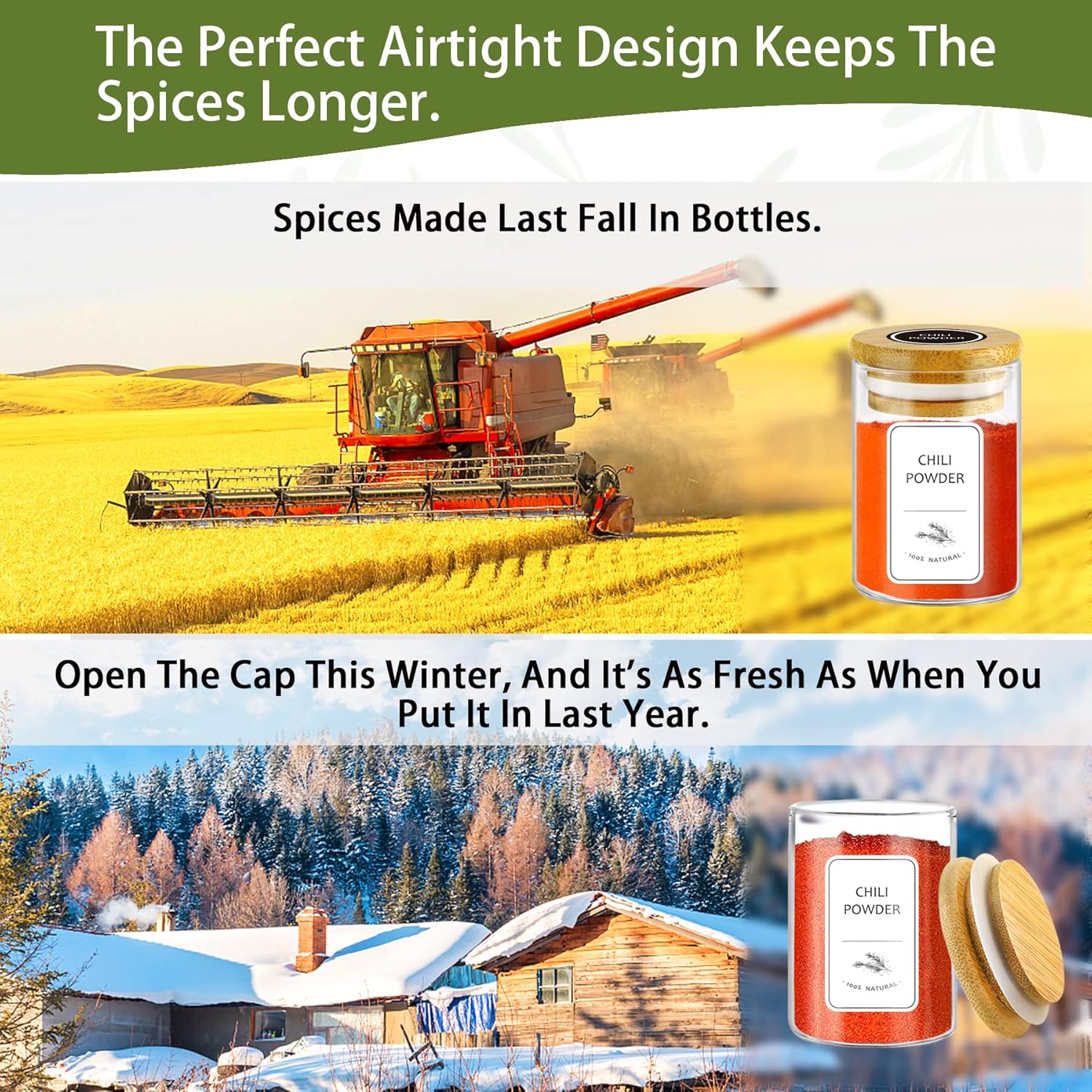 24-Piece Glass Spice Jars with Bamboo Lids and Labels - 4 oz Airtight Seasoning Containers for Pantry or Spice Rack