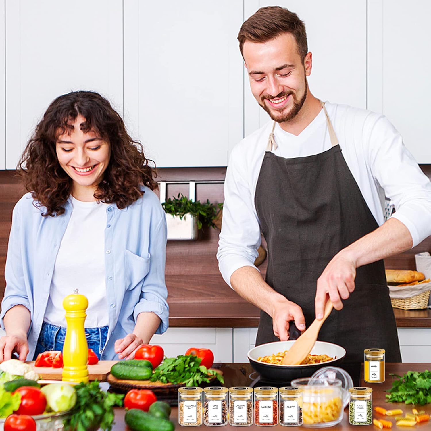 24-Piece Glass Spice Jars with Bamboo Lids and Labels - 4 oz Airtight Seasoning Containers for Pantry or Spice Rack