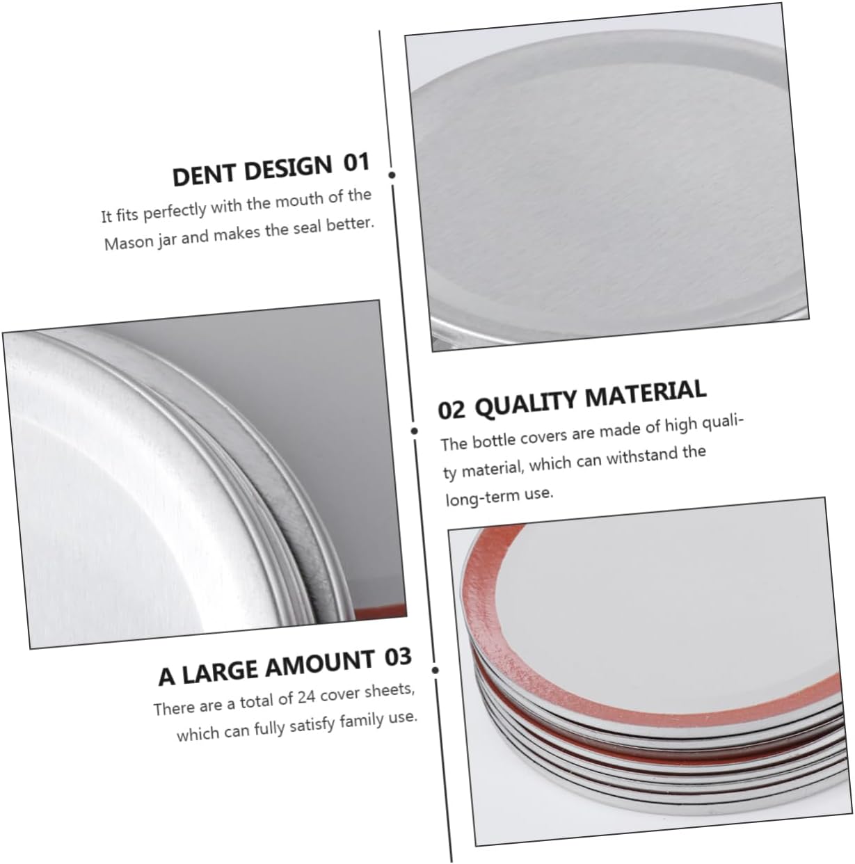 24-Piece Regular Mouth Canning Jar Lid Set with Cookie Labels - Clear Sealing Caps for Wide Mouth Mason Jars