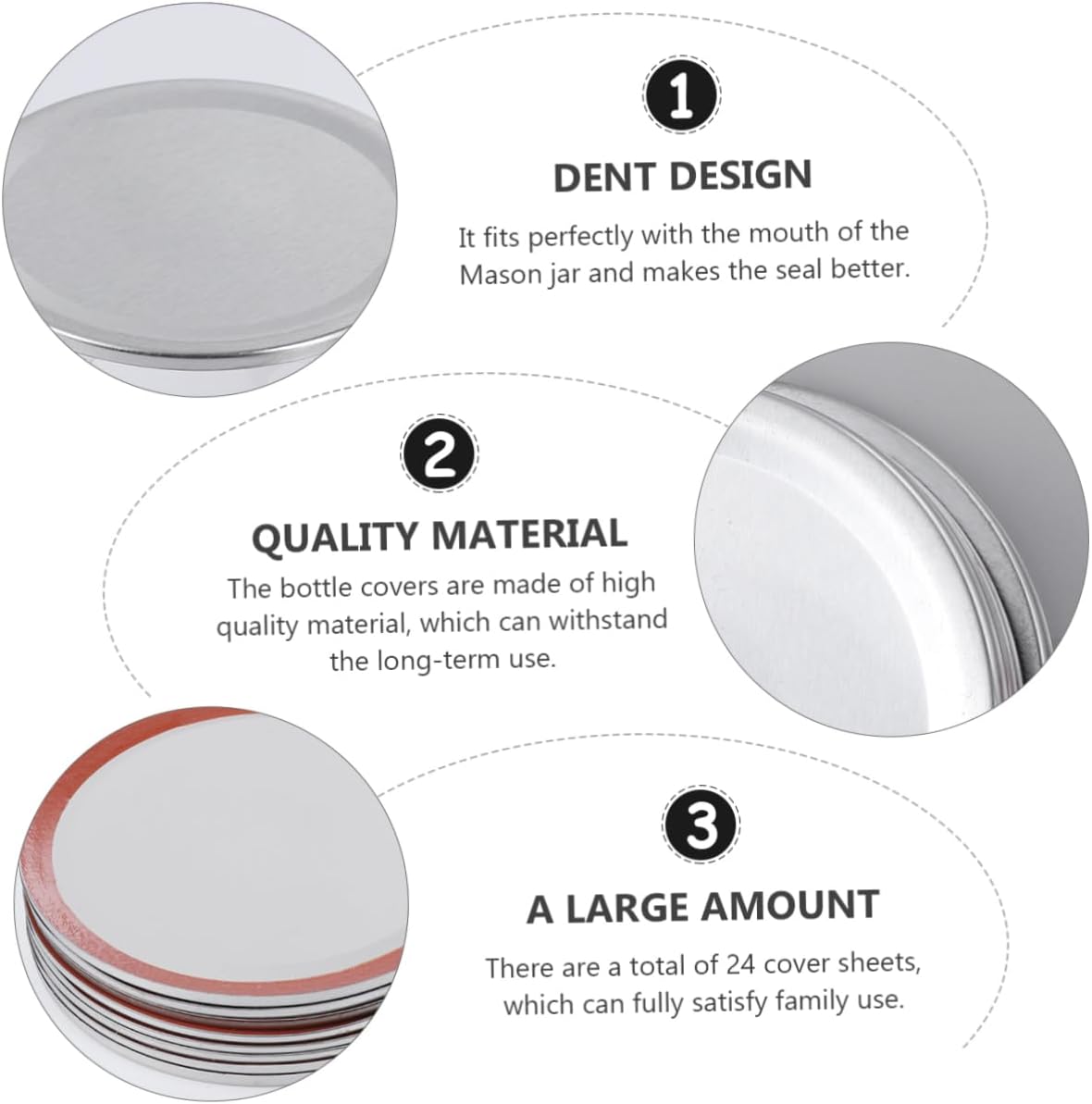 24-Piece Regular Mouth Canning Jar Lid Set with Cookie Labels - Clear Sealing Caps for Wide Mouth Mason Jars