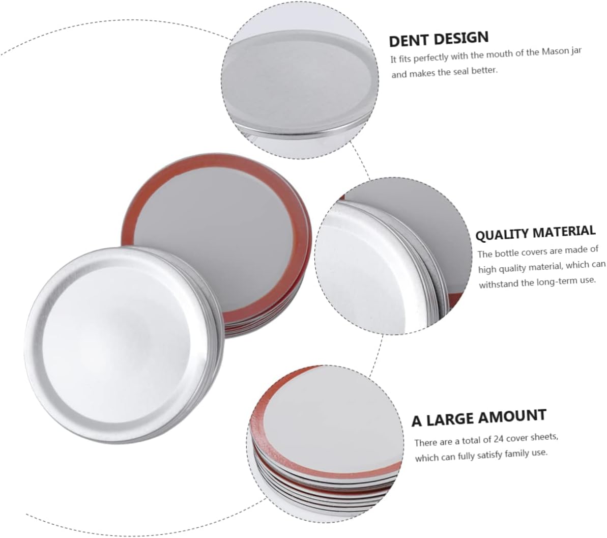 24-Piece Regular Mouth Canning Jar Lid Set with Cookie Labels - Clear Sealing Caps for Wide Mouth Mason Jars