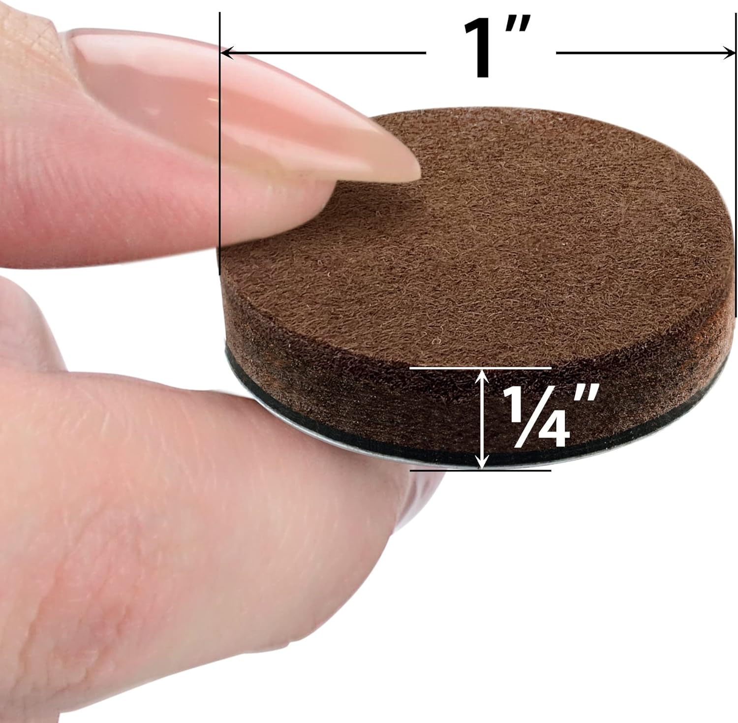 24 Round Heavy-Duty 1" 1/4" Thick Felt Furniture Pads - Best Floor Protectors for Furniture Feet, Prevent Scratches on Hard Floors - Brown