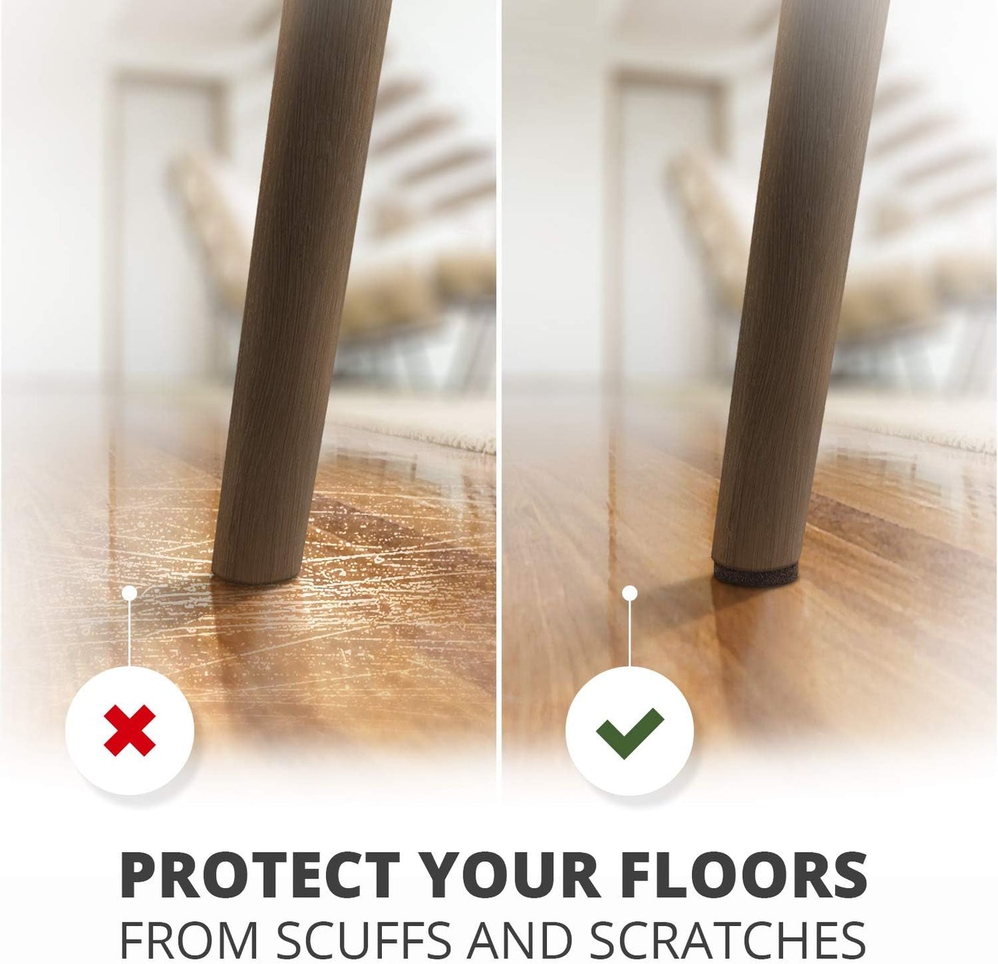 24 Round Heavy-Duty 1" 1/4" Thick Felt Furniture Pads - Best Floor Protectors for Furniture Feet, Prevent Scratches on Hard Floors - Brown