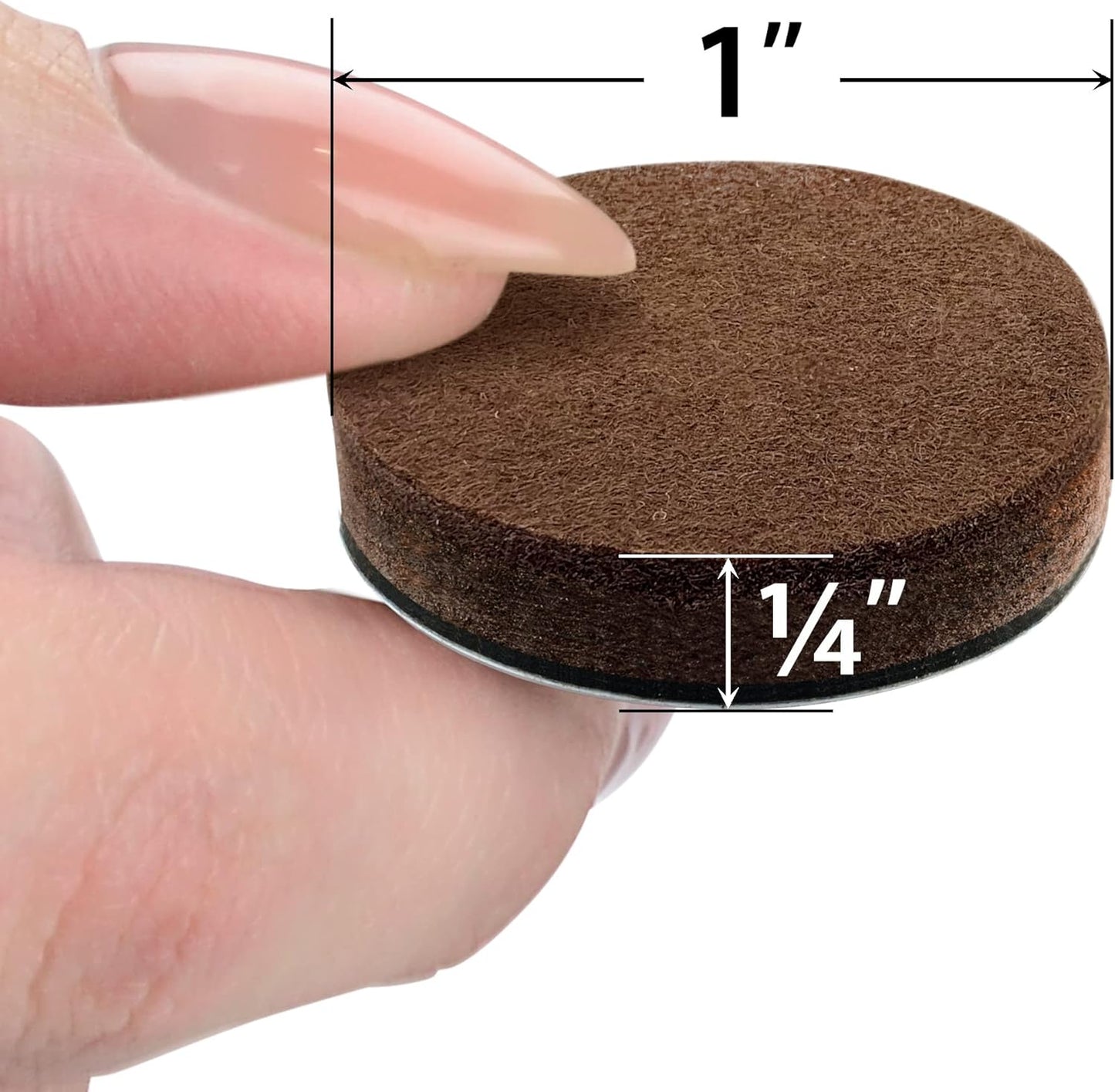 24 Round Heavy-Duty Furniture Felt Pads 1/4" Thick - Best Floor Protectors for Furniture Feet - Brown Scratch Preventers for Hard Floors by X-Protector