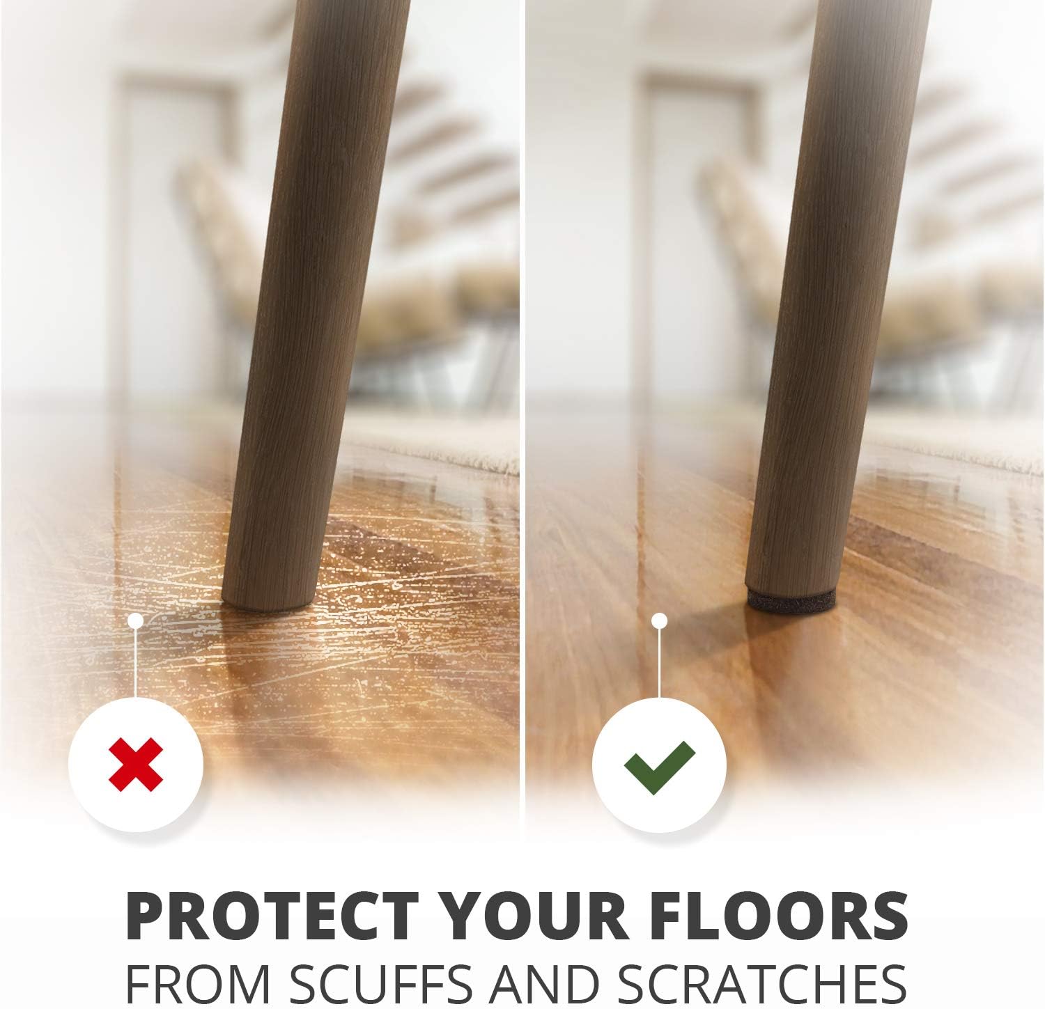 24 Round Heavy-Duty Furniture Felt Pads 1/4" Thick - Best Floor Protectors for Furniture Feet - Brown Scratch Preventers for Hard Floors by X-Protector