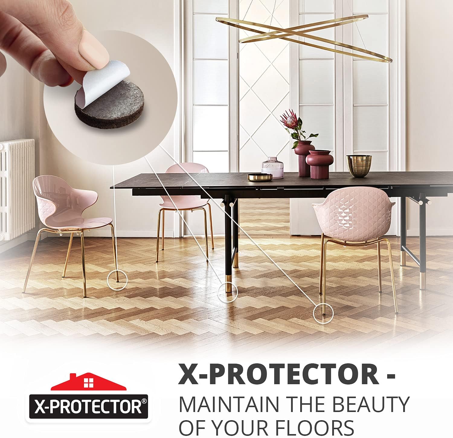 24 Round Heavy-Duty Furniture Felt Pads 1/4" Thick - Best Floor Protectors for Furniture Feet - Brown Scratch Preventers for Hard Floors by X-Protector