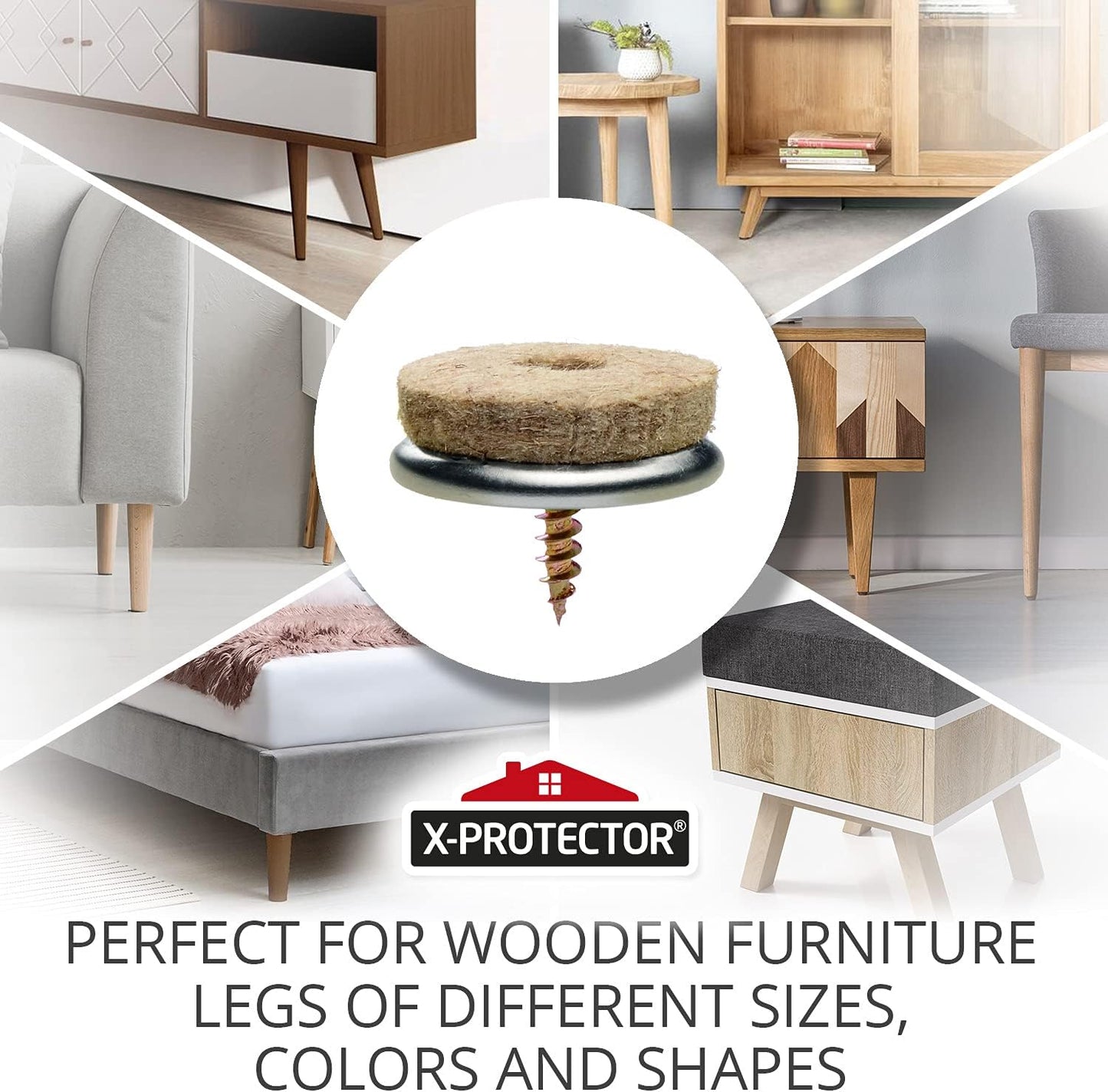 24 Screw-On Beige Felt Chair Pads 1.1" - Premium Furniture Glides for Hardwood Floors - Best Sliders for Furniture Legs