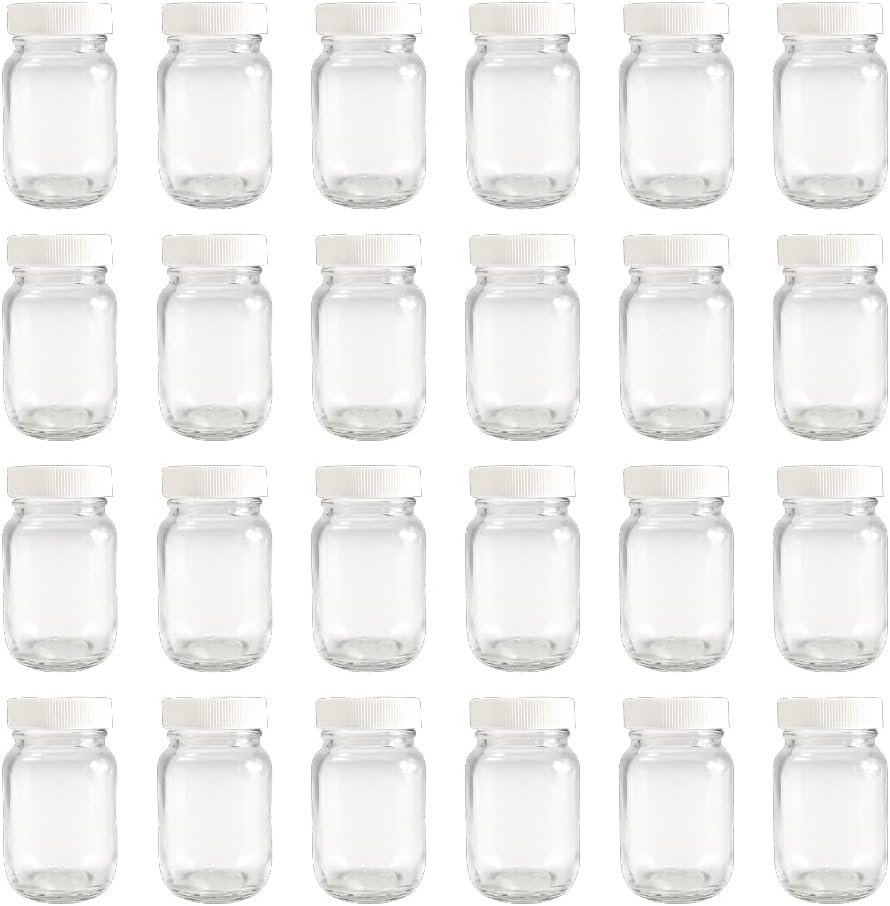 24 Sets of GPK4ALL U-Pack 2oz Mason Jars with White Lids for Honey, Jam, and Spices