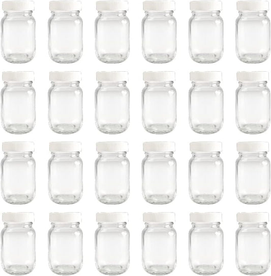 24 Sets of GPK4ALL U-Pack 2oz Mason Jars with White Lids for Honey, Jam, and Spices