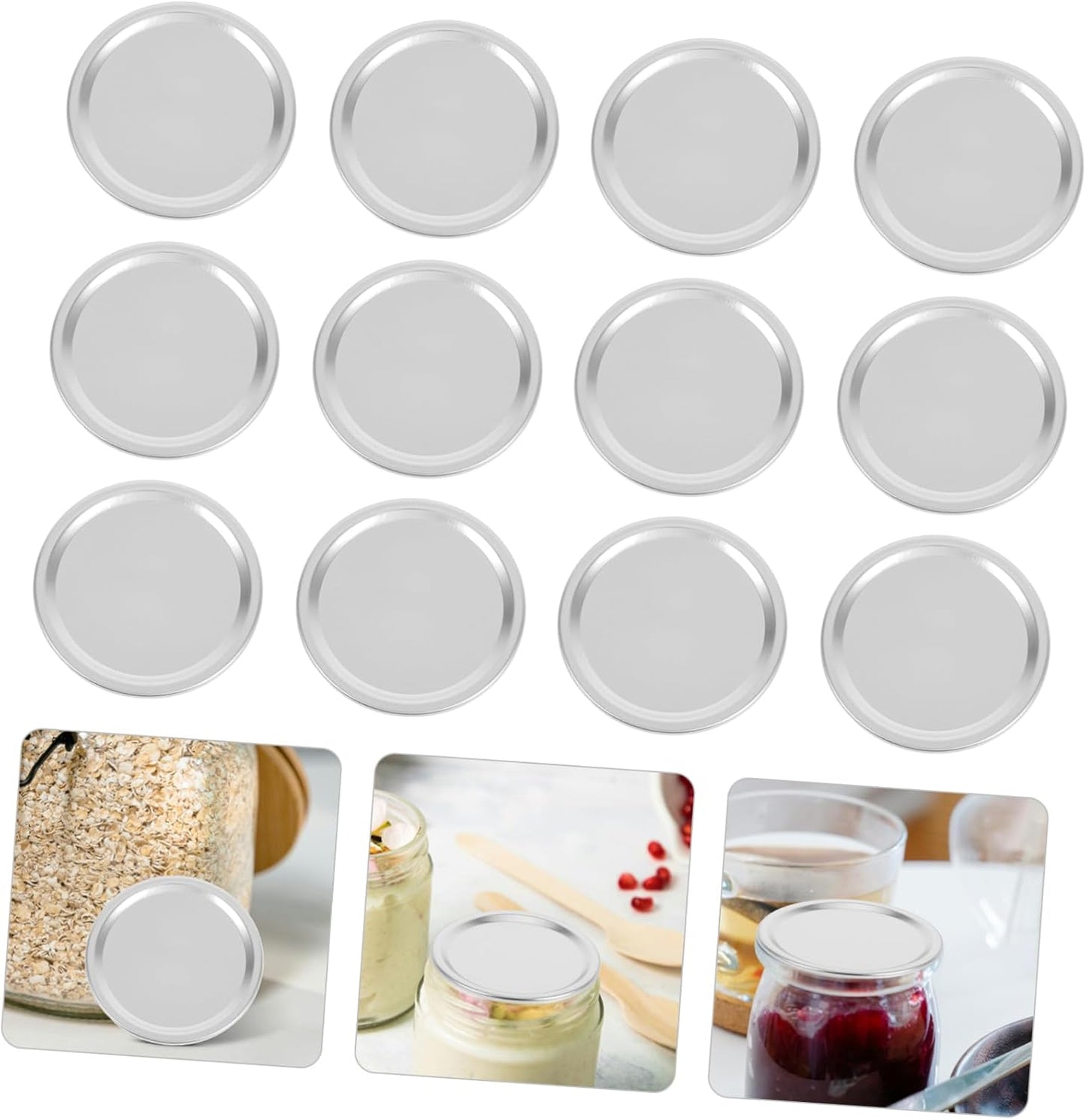 24 Silver Wide Mouth Mason Jar Sealing Lids - 10 Sets of Canning Lids for Regular and Wide Mouth Jars with Strainer Lid