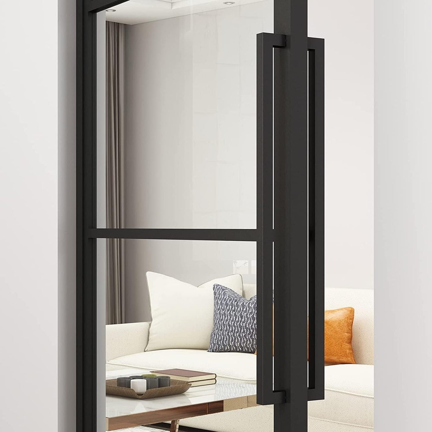 24" Stainless Steel Square Commercial Barn Door Pull Handle Set - Matte Black Finish for Entry Office, Store Front, or Garage