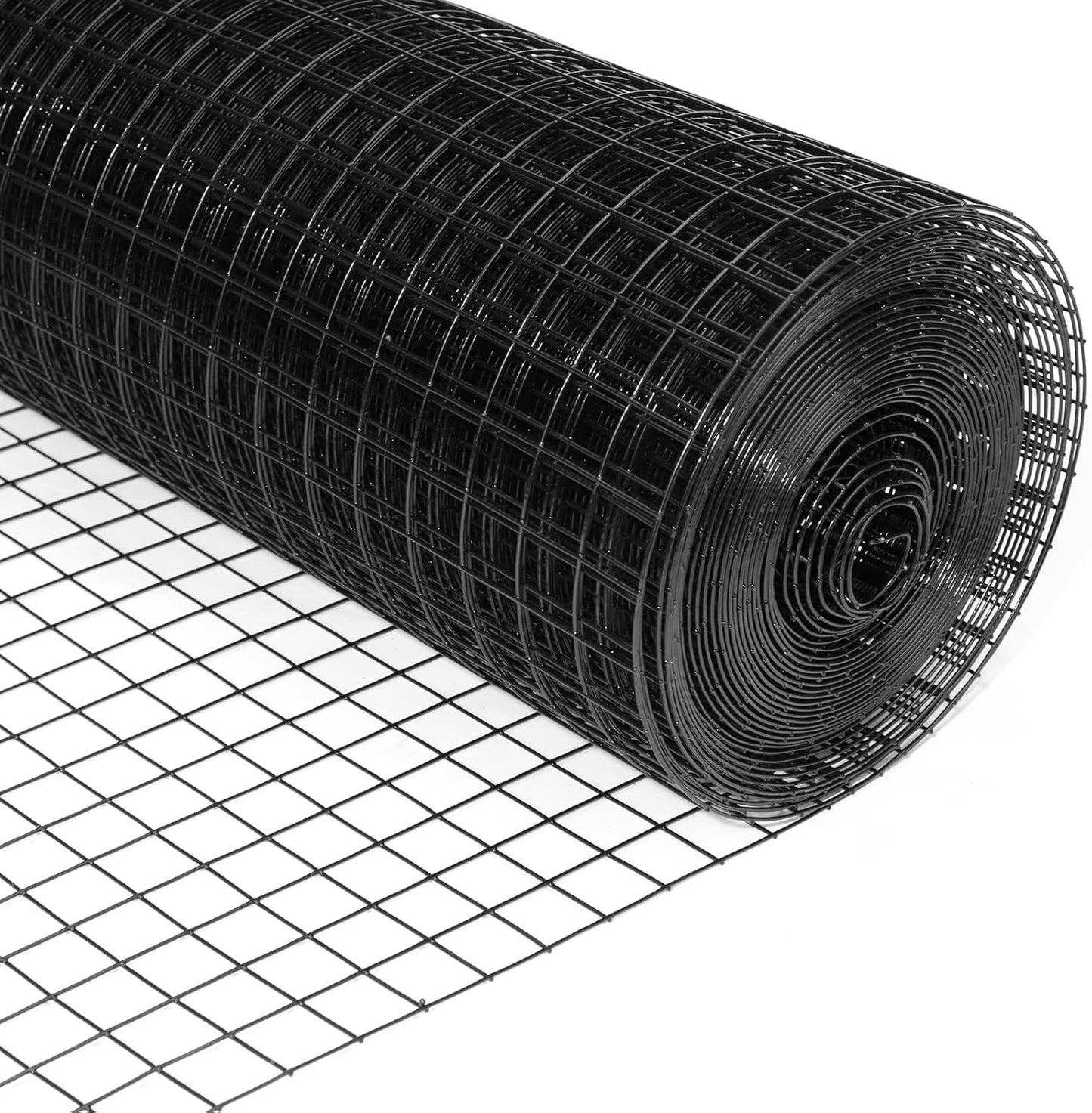 24'' x 50' 1-inch Black Vinyl Coated Welded Fence Mesh - 16 Gauge Hardware Cloth for Home & Garden Fence
